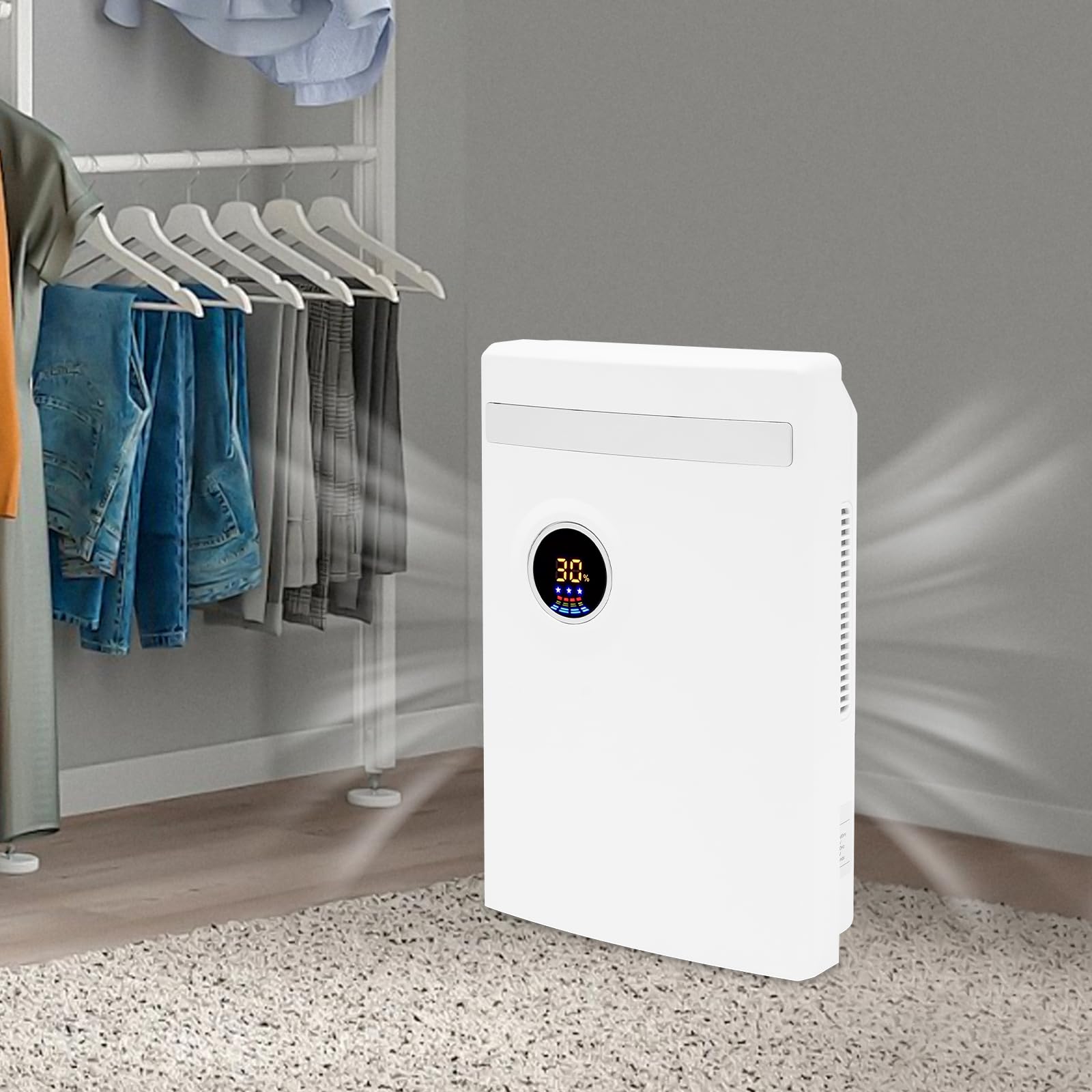 Osuszacz powietrza 2,2 l, elektryczny osuszacz powietrza, 100 W, przenośny osuszacz powietrza, 350-500 ml/24 h, cichy osuszacz powietrza, 29,5 x 18,5 x 41 cm, do mieszkania, piwnicy, salonu