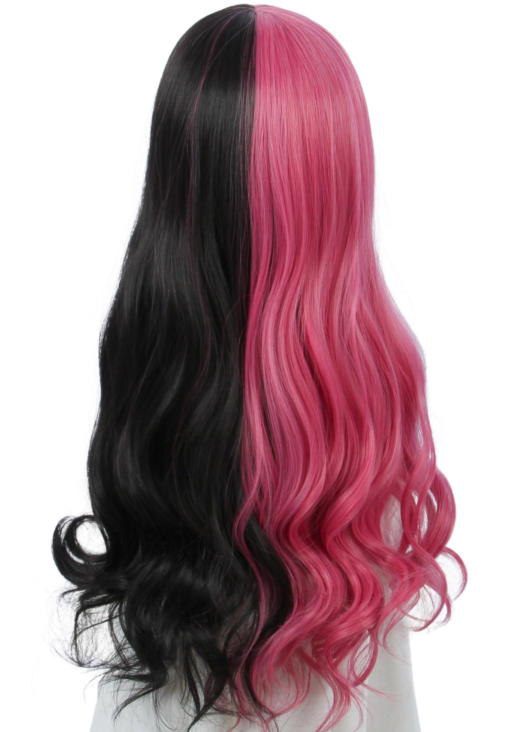 Linfairy Long Pink Black Wig for Women Costume Party Wigs (small) - Image 3