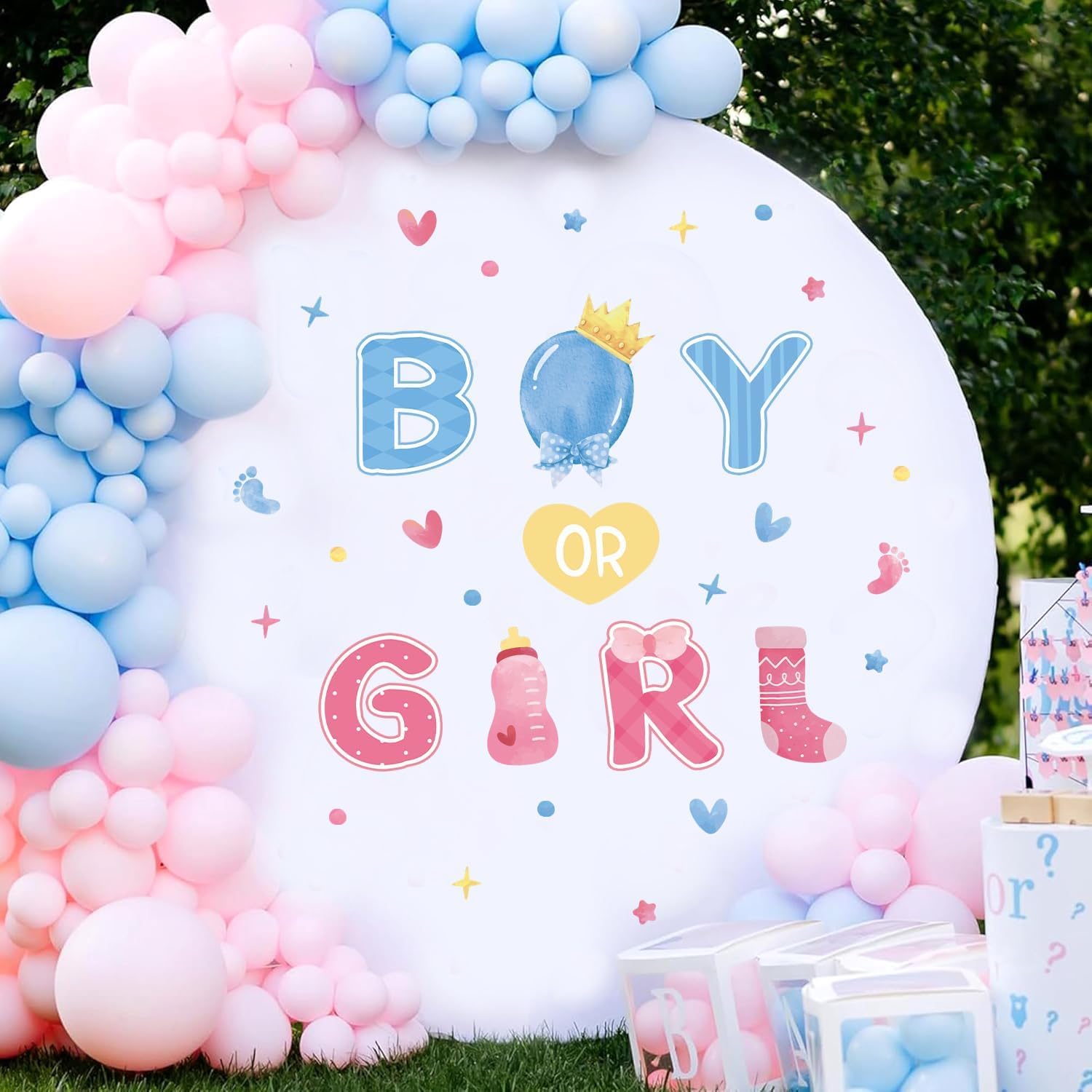 TOARTi Boy or Girl Gender Reveal Decal Baby Shower Wall Stickers Gender Reveal Party Decoration Girl or Boy Wall Decal for Balloon Arch Backdrop Pregnancy Party Supplies