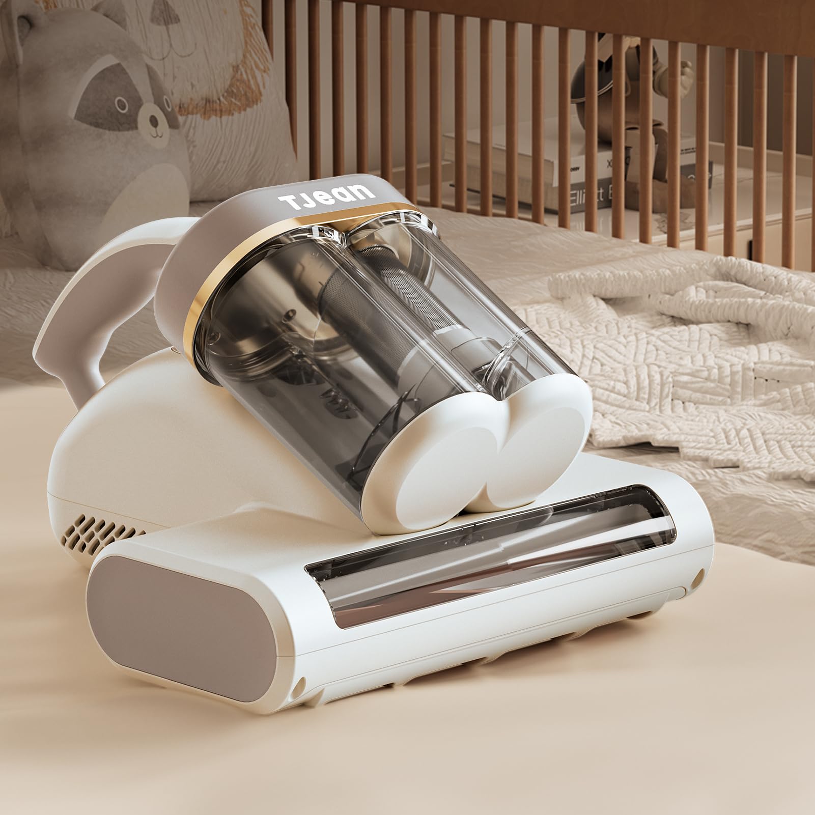 Tjean UV Milbensauger für Matratzen – Doppelter Staubbehälter, HEPA-Filter, Heißer Wind Funktion