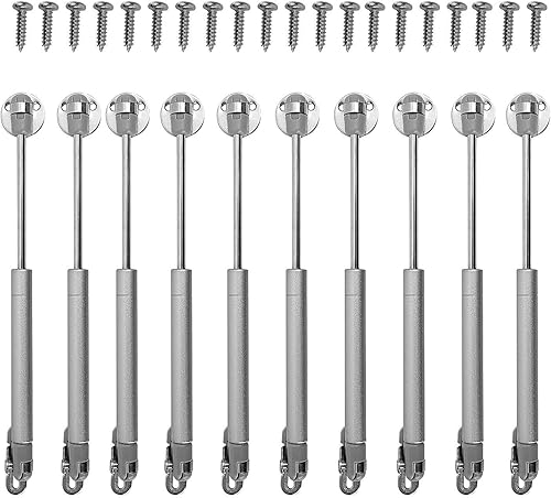 KEILEOHO 10 bisagras de gabinete de soporte hidráulico, bisagras de gabinete de soporte de soporte de gas de cierre suave 100N con accesorios de