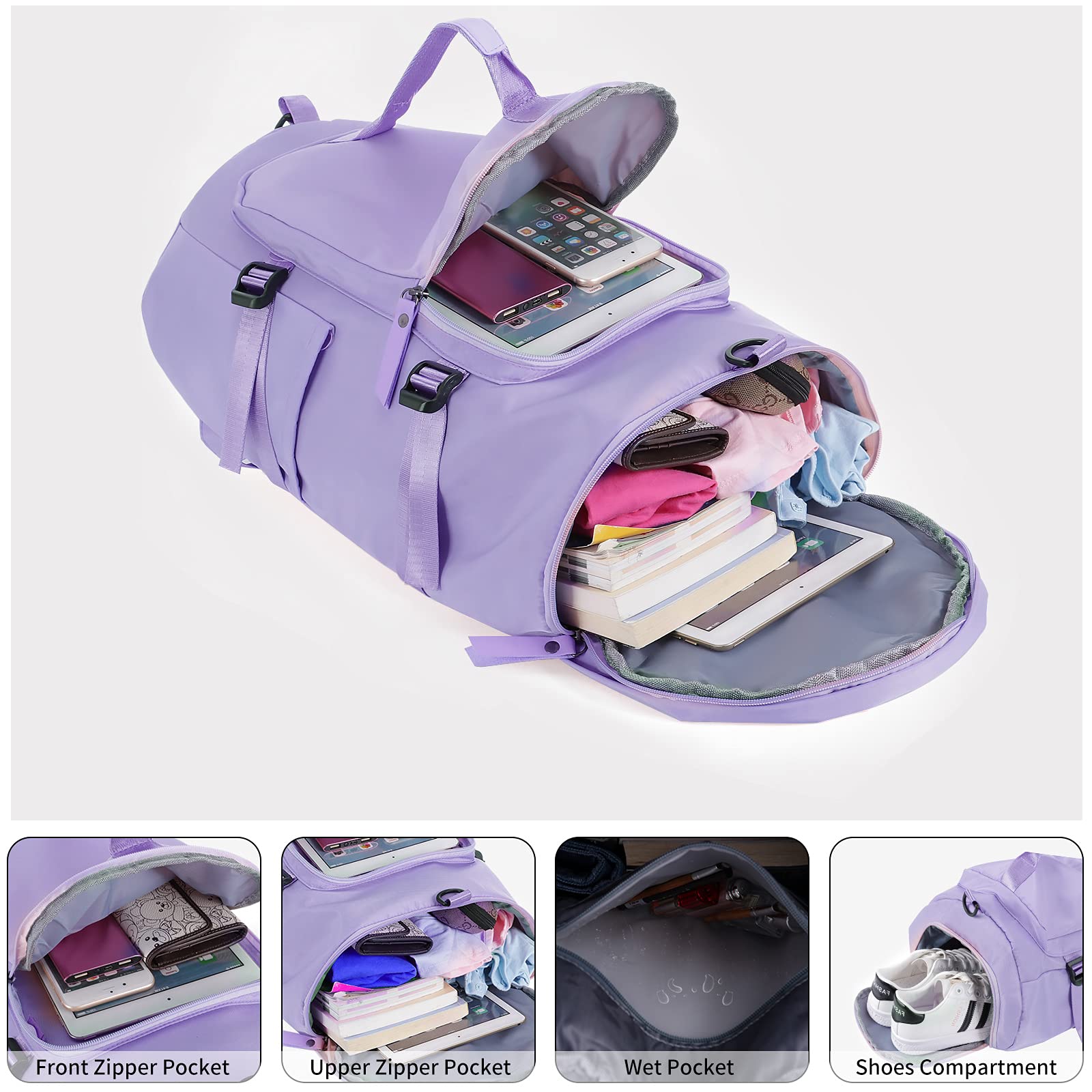 Unisex torba sportowa z funkcją plecaka, torba podróżna z kieszenią na buty, duży plecak podróżny, wodoszczelny, lekki plecak dla kobiet i mężczyzn, do podróży, sportu, fitnessu, treningu, na