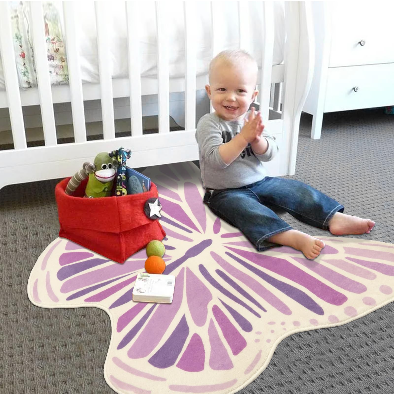 Lukinbox Butterfly Kids Rugs For Girls Bedroom Ultra Soft Kids