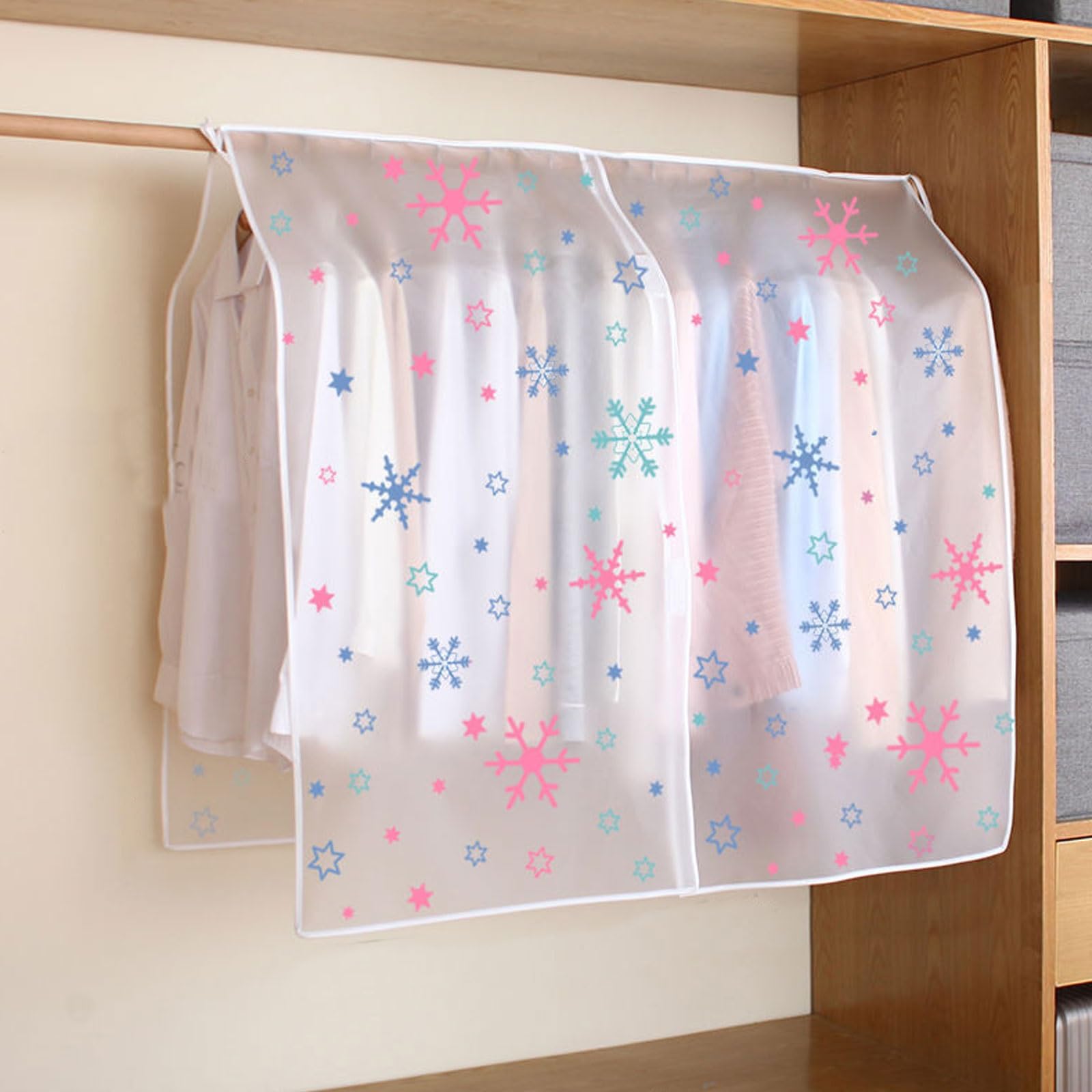 OWOHYG Garment Storage Bags For Hanging Clothing Rack Clothes,Dust-Proof And Moisture-Proof,Translucent Peva Material,Various Styles,And Various Sizes Are Available.Snowflake-C