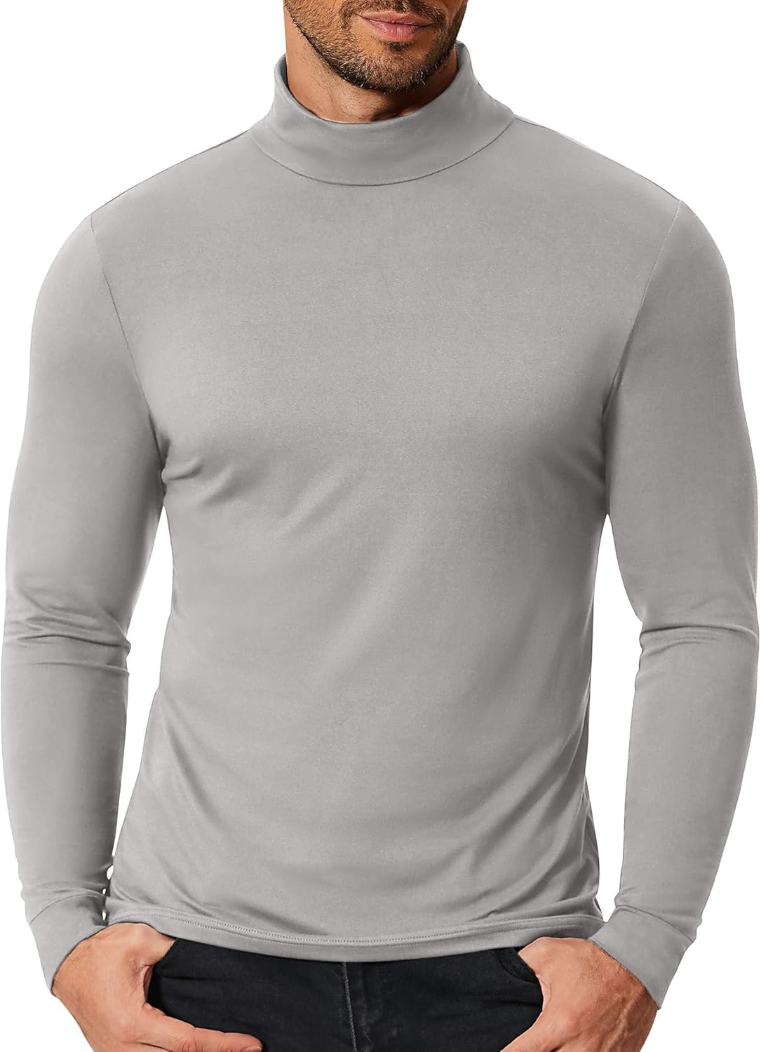 COOFANDY Men's Slim Fit Mock Turtleneck T Shirt Casual Basic Knitted Long Sleeve Pullover Sweater