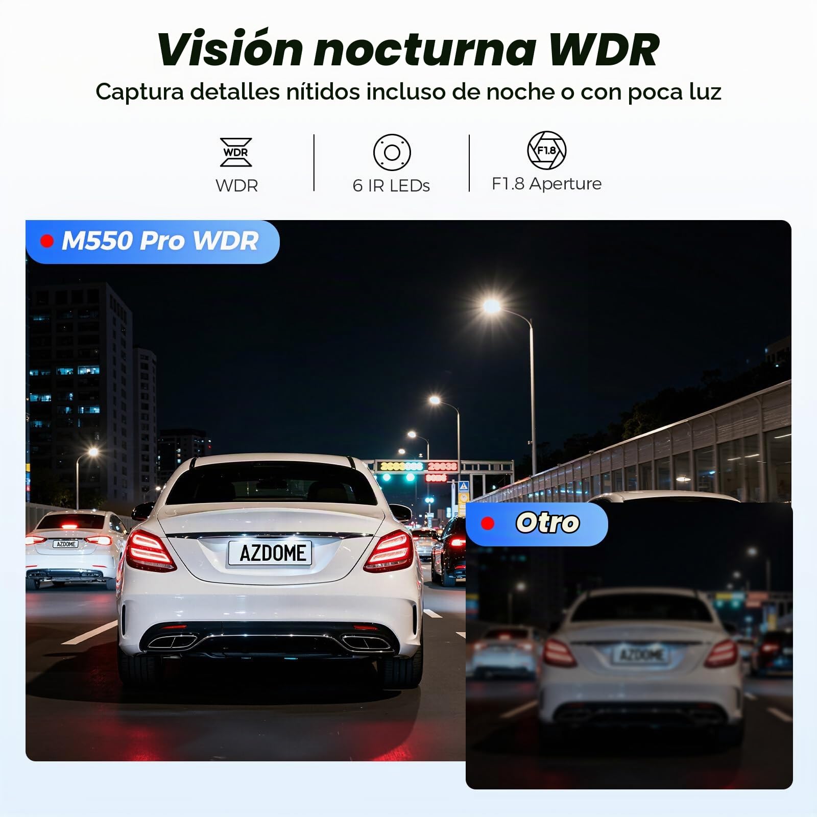 AZDOME Dashcam 4K+2.5K Delantera y Trasera con,Pantalla IPS de 3,18 Pulgadas dash cam coche, Tarjeta de 64 GB, WiFi de 5,8 GHz, GPS, WDR Gran Angular de 170°, Admite hasta 256 GB (M550 Pro)
