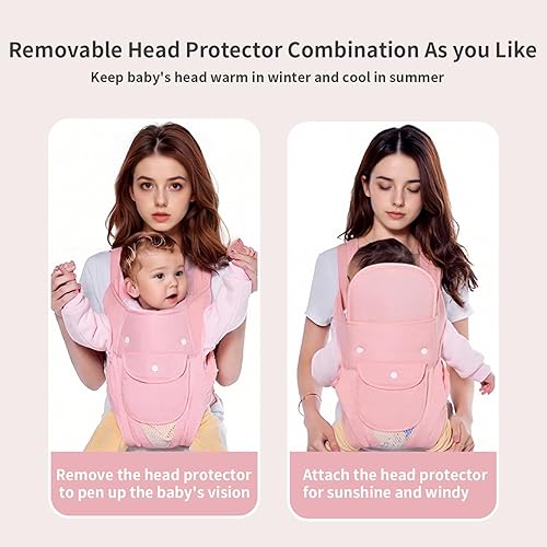 Miniatura 3 de KIYUMI Portabebés portátil para recién nacido, portabebés para niños, ligero y transpirable, cadera 4 en 1, color rosa