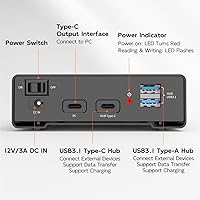 Vista 5 de MAIWO Caja de Carcasa Externa para Disco Duro SATA de 2.5 3.5 Pulgadas SSD HDD, USB C 3.1 GEN2 de 10Gbps Lector de Disco Duro con UASP, Capacidad