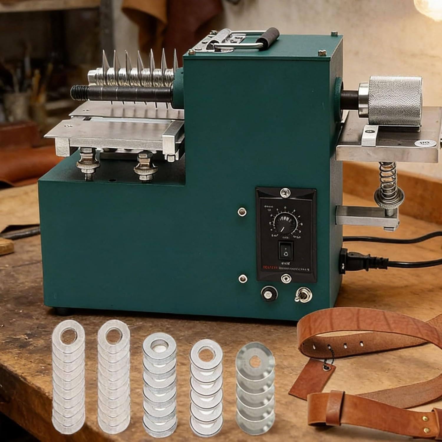 Cortadora De Cuero Eléctrica De Doble Cabezal para Tiras De Cuero, para Trabajos En Cuero, con Ancho De Corte De 2 a 86 Mm Y Grosor Inferior a 3 Mm, Ideal para Cuero, Calzado, Bolsos Y Papel