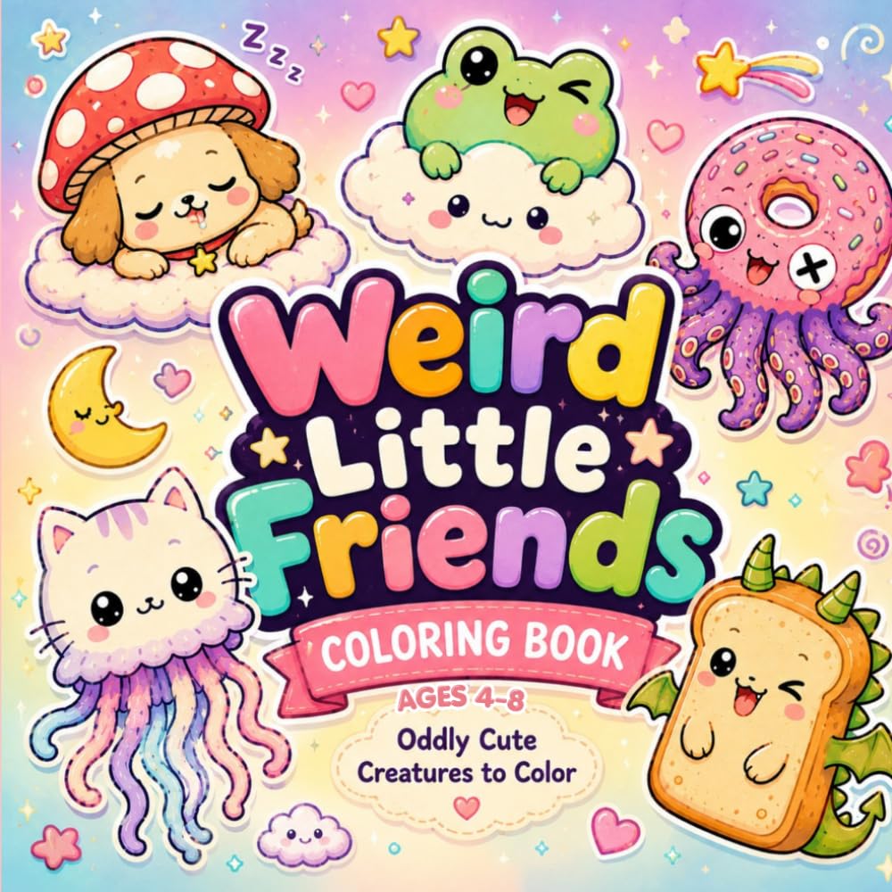 Weird Little Friends Coloring Book: Oddly Cute Creatures to Color for Kids Ages 4–8