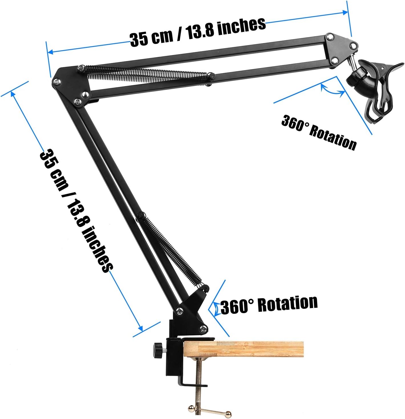 WANBY Overhead Phone Stand Articulating Arm Table Stand Mount Flexible 360° Rotation Cell Phone Clip Holder for All Smart Phone Microphone - Image 2