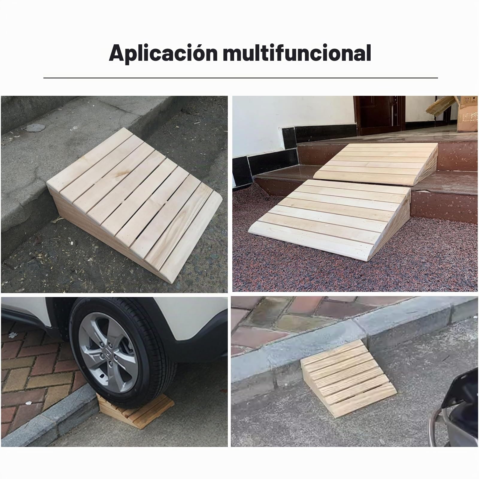 Rampas de Umbral Antideslizantes, Rampas de Madera Maciza para Sillas de Ruedas para Automóviles, Sillas de Ruedas, Coches de Juguete y Scooters(38.8x35x15cm/15.3x13.8x5.9in)