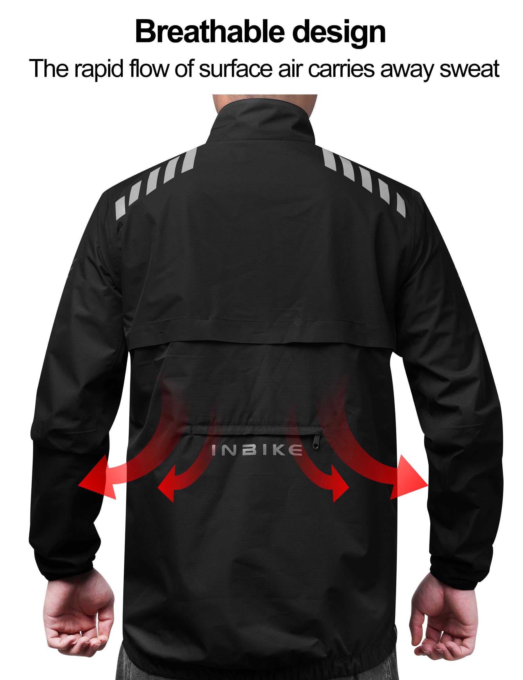 INBIKE Veste Imperméable Homme Velo Running Coupe Vent Respirant Léger VTT Randonnée Vert Fluorescent Orange Noir Bleu Foncé WB005