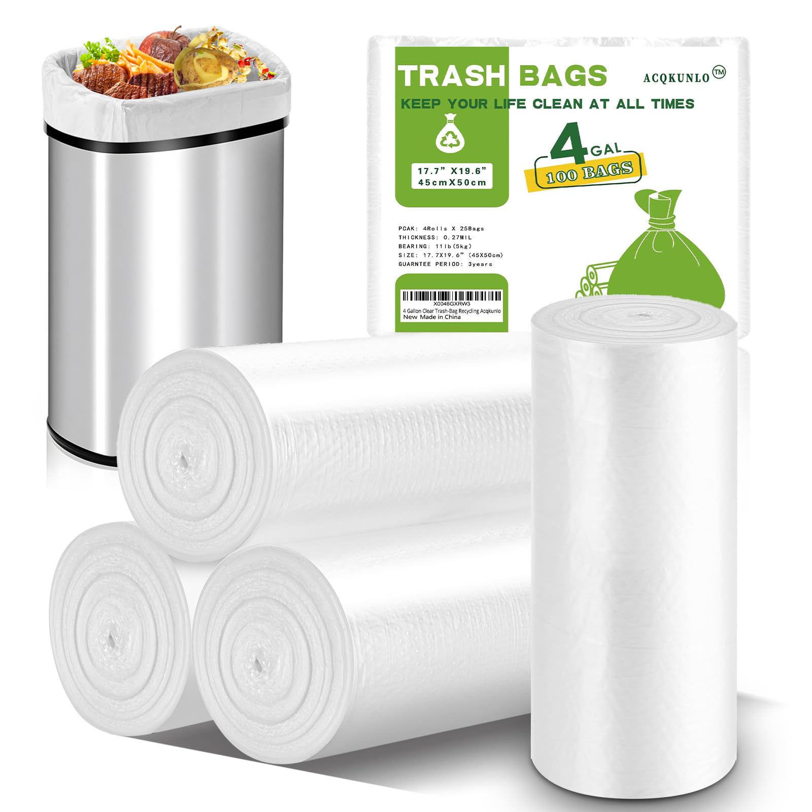 Trash Bags 4+ Gallon Charmount Drawstring Gallon Trash Bags