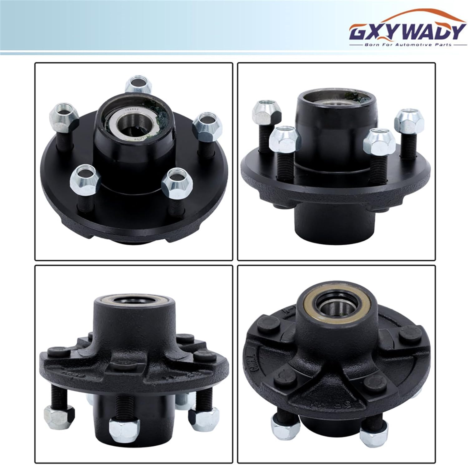 GXYWADY Pre-Assembled 5 on 4.5 Inch Trailer Hub Kit with Trailer Bearing Kit Replacement for 2000 lbs 1 Inch Spindle (5 Pieces/Set)