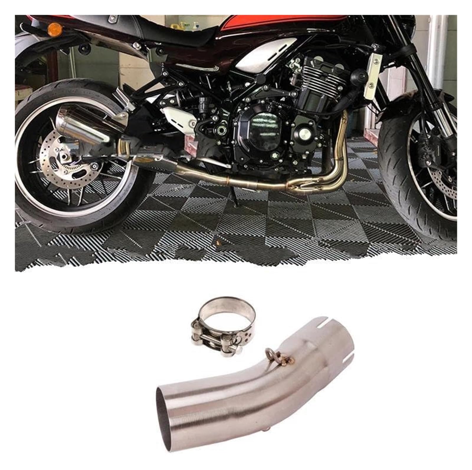 Für Kawasaki Für Z900RS Für Z900 Für RS 2017-2020 Motorradauspuffschalldämpfer Modiifed Edelstahl 51mm Mittelrohr Slip On Auspuff Motorrad Auspuff Systeme