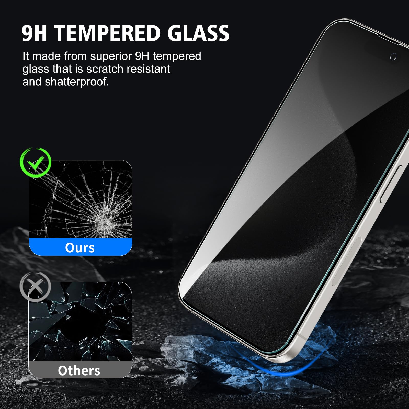 Coiwxmoi Privacy Pellicola Protettiva per iPhone 15 Pro Max 2 Pezzi Vetro Temperato Anti-spia Durezza 9H Senza Bolle Anti-Graffio Ultra Resistente Anti-Spy Anti-Impronta Protezione Schermo