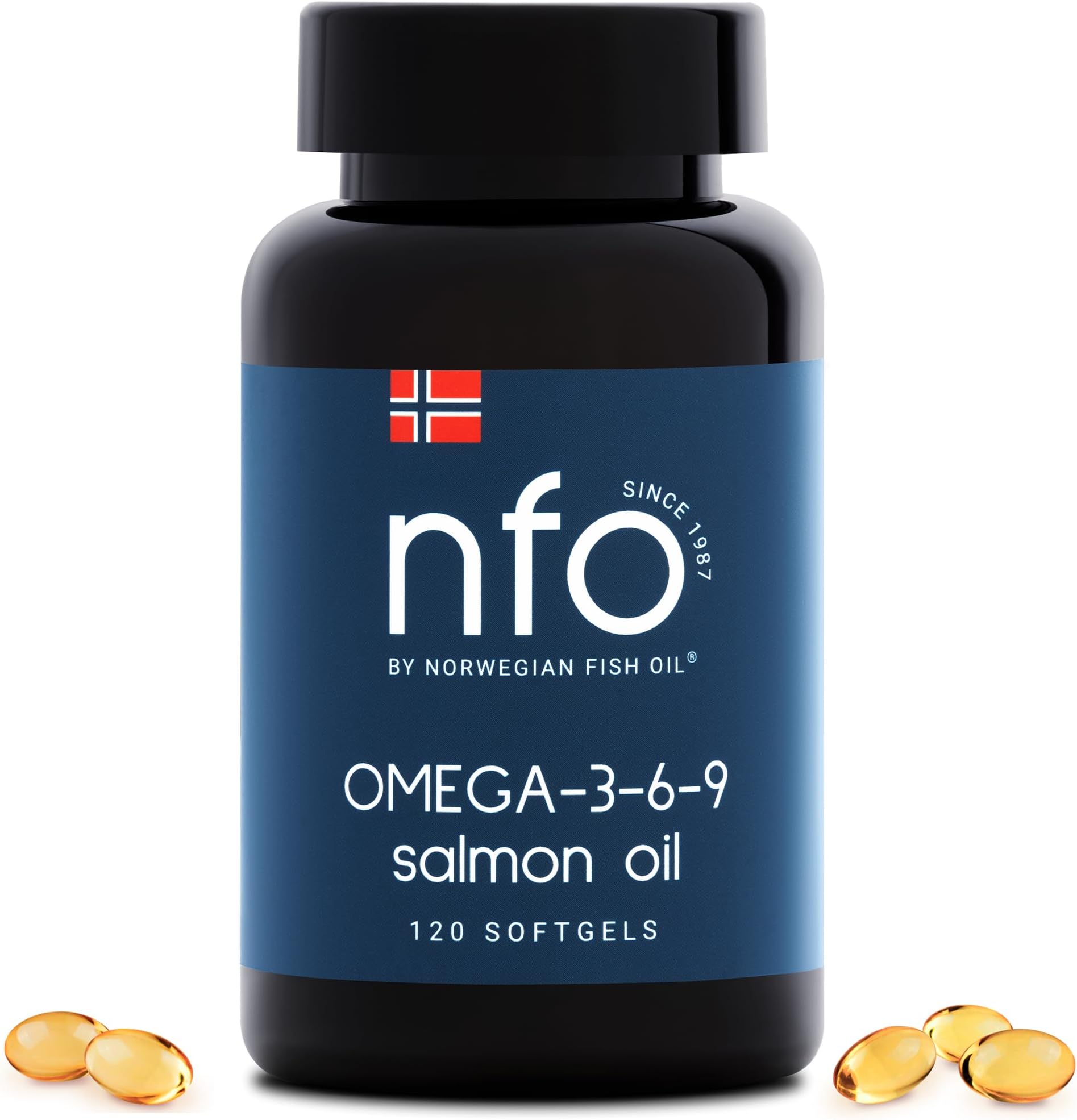 NFO OMEGA 3 6 9 SALMON OIL [120 Capsules] Made in Norway High-dose Salmon Oil with High DPA, EPA, DHA Concentration in the Form of Triglycerides A Natural Complex with Fish Oil from Fresh Wild Fish