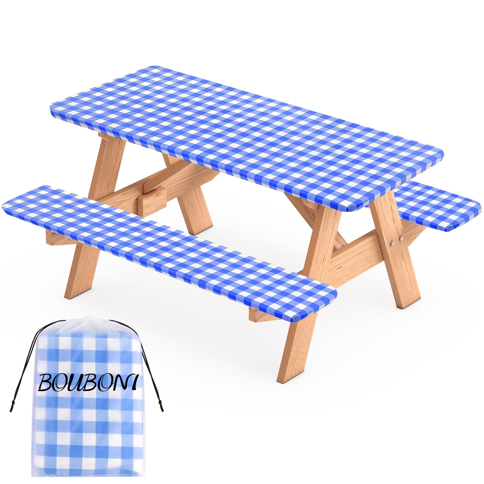 Nappe de camping élastique en vinyle housses table pique nique envers flanelle