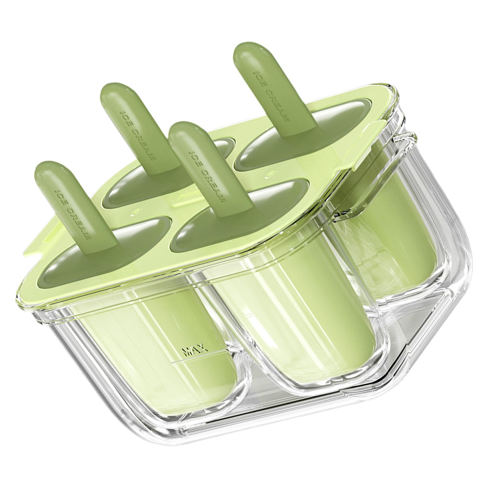 Kalttoy Light Green Cream Maker Mold With Stick Food Grade Silicone Homemade Popsicles Double Layer Ice Cubes Tray Kitchen Tool Ice Cubes Tray