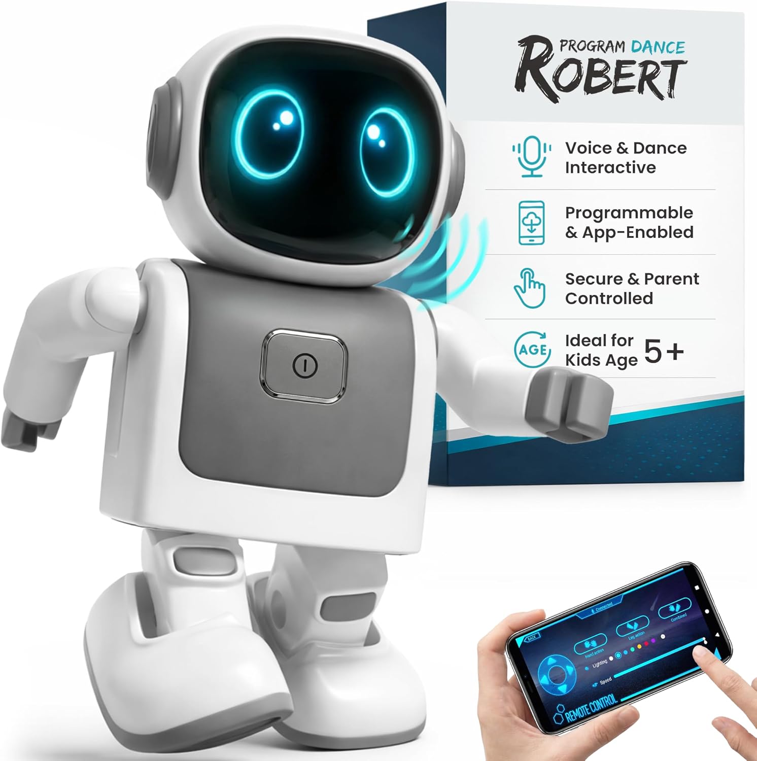 SmartyBot Smart Robots for Kids - Interactive Remote Control Robot Toy, Programmable Parental Monitoring with App & Voice Control, STEM Educational Gift for Boys & Girls Ages 4 5 6 7 8 9