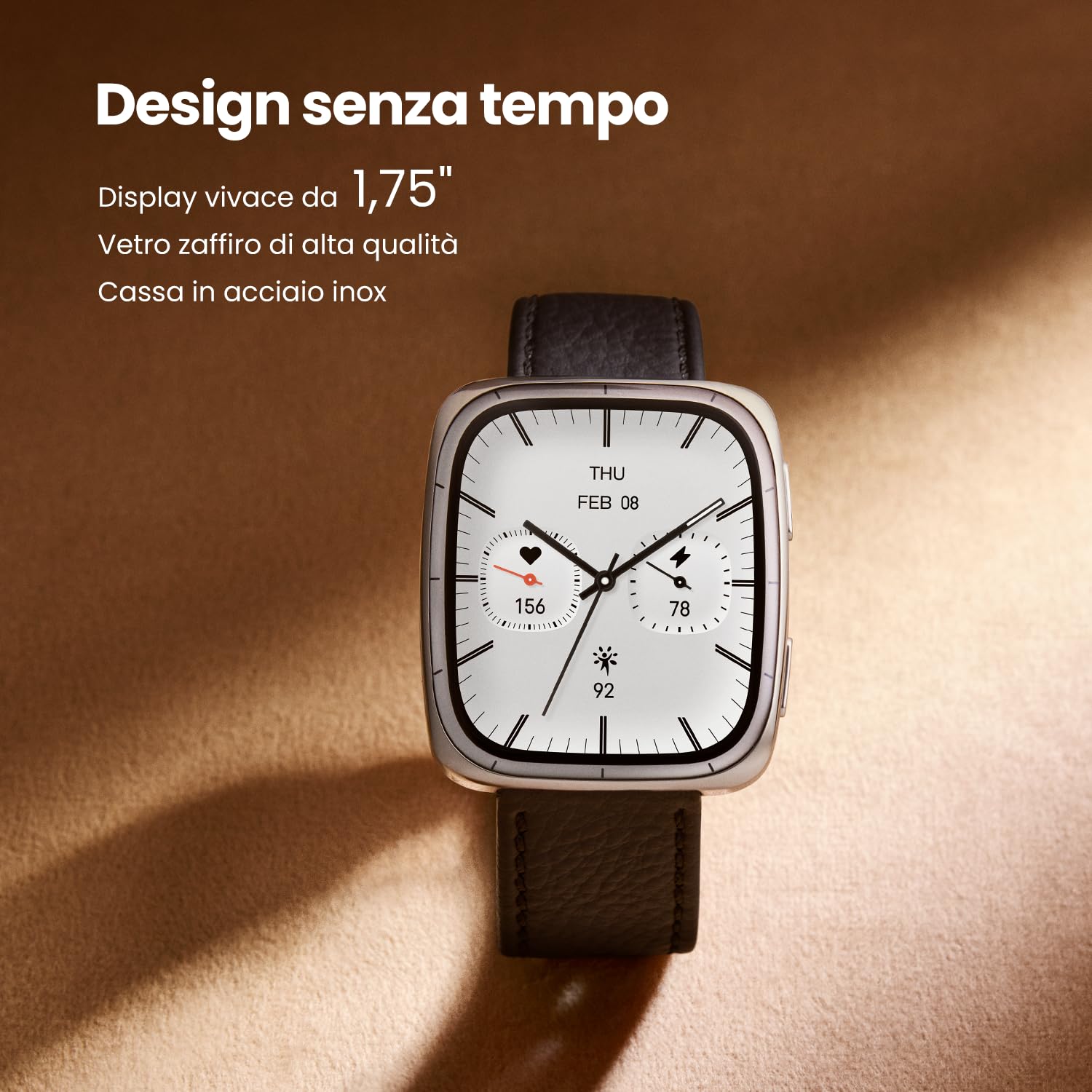 Amazfit Active 2 Smartwatch 1,75" AMOLED, Mappe Offline con GPS, Batteria 10 Giorni, 160+ Modalità Sport, Resistente all’Acqua, Monitoraggio Frequenza Cardiaca e Sonno per Android & iPhone, Pelle Nera