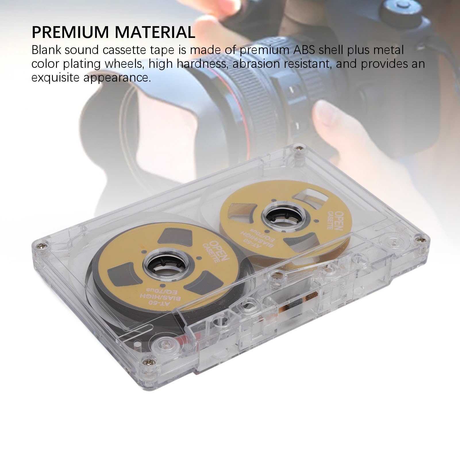 Pusta Kaseta Magnetofonowa, 50 Minut Nagrywania Dźwięku, Dwustronna Pusta Taśma, Szpula na szpulę Pusta Kaseta Audio do Nagrywania Muzyki (GOLD)