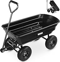 VonHaus 75L Garden Dump Cart Trolley - 250kg Heavy Duty Wheelbarrow with Tipping, Pneumatic Wheels for Tools, Plants, Waste
