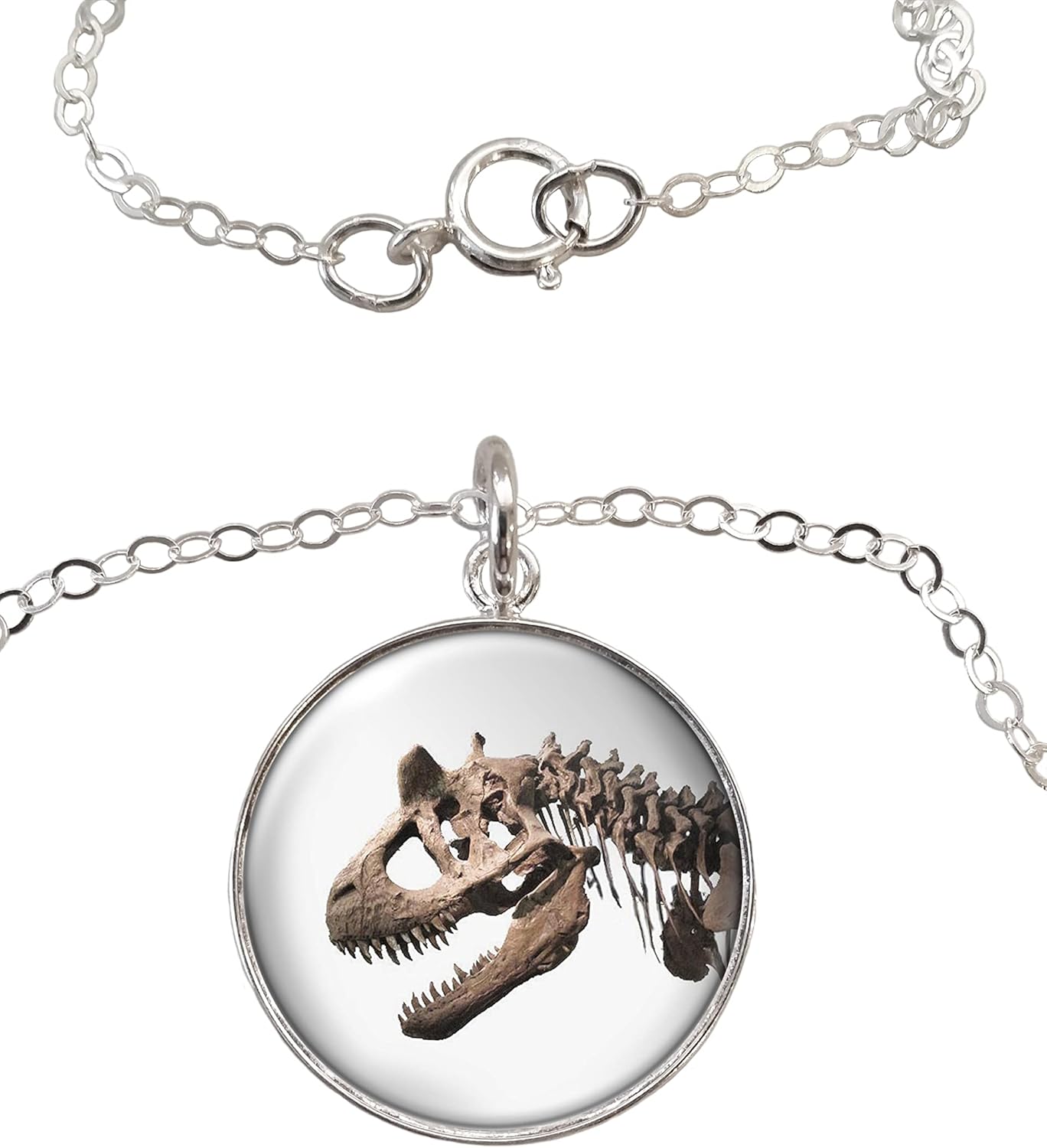 Carnotaurus Dinosaur Skull .925 Sterling Silver Necklace