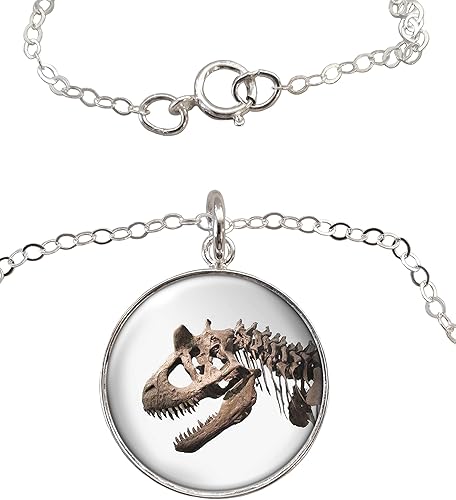 Collar de plata esterlina 925 con calavera de dinosaurio Carnotaurus
