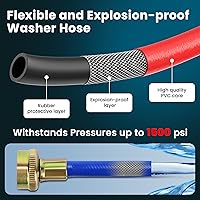 Vista 6 de 2 PACK Rubber 6FT Washing Machine Hoses Burst Proof Red and Blue Coded Washer Hoses for Hot and Cold Water 3/4" Connection Water Supply Lines by