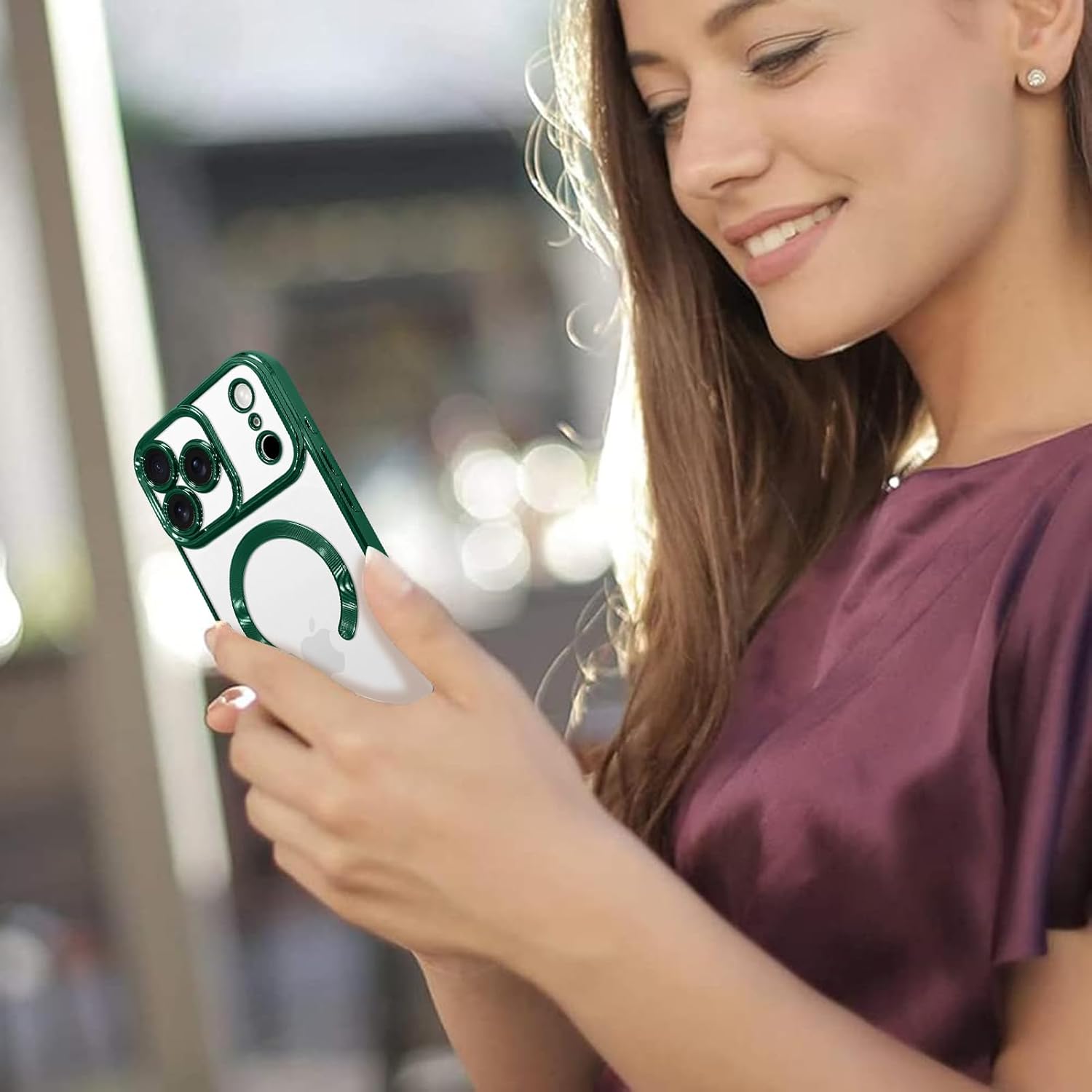 OOK Magnetic Case Made for iPhone 17 Pro 6.3 Inch [Compatible with MagSafe] Soft TPU Anti-Scratch Shockproof Protective Phone Cover Slim Clear Case for Women Men - Green - Image 6