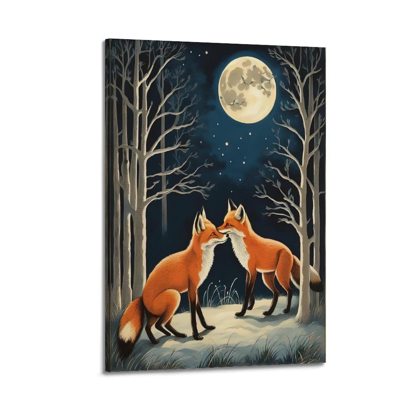 ZSZWHJ Animal Artwork Poster Two Foxes in The Snow Poster Decorative Painting Canvas Wall Posters And Art Picture Print Modern Family Bedroom Decor Posters 20x30inch(50x75cm)
