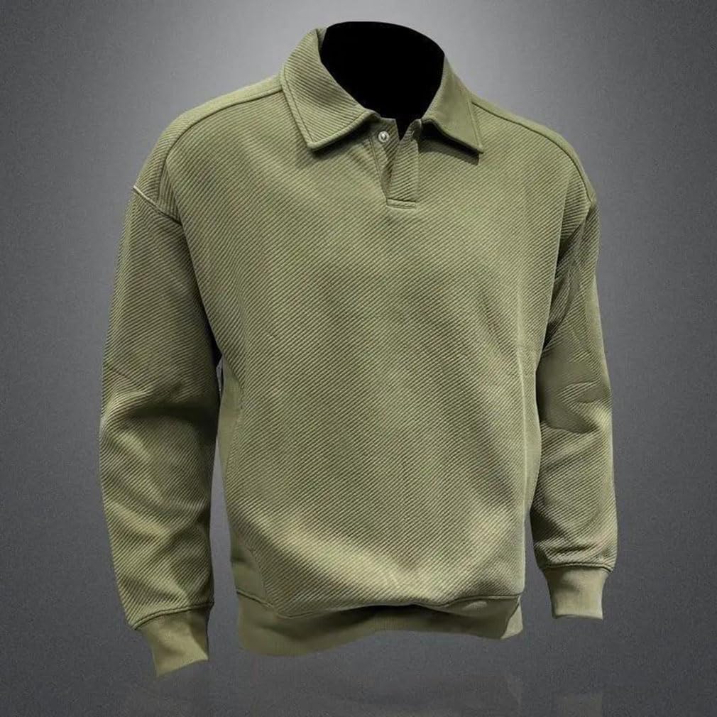 Men's Vintage Spring Lapel Polo Shirts Men Solid Casual All-Match Fashion Long Sleeve Tops
