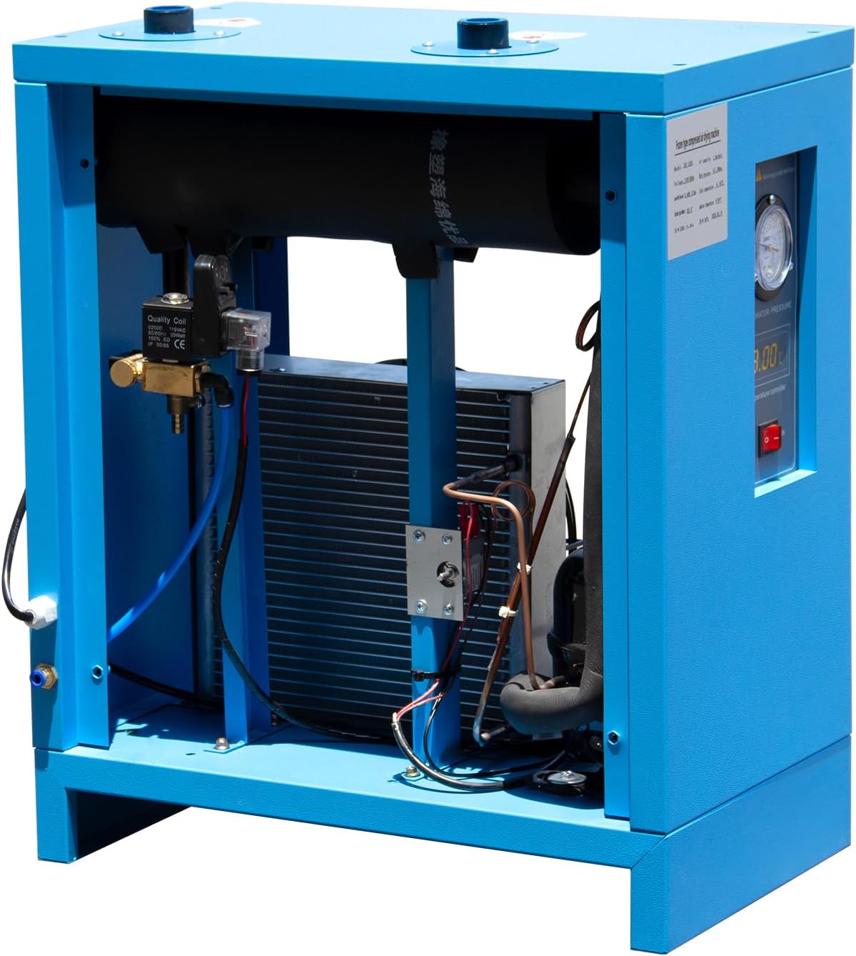 Industrial Heavy Duty Refrigerated Air Dryer 110V 35 CFM, 0.58 KW for 15HP-20HP Rotary Screw Air Compressors – R134a Cooling System – Removes Moisture, Oil, Dust