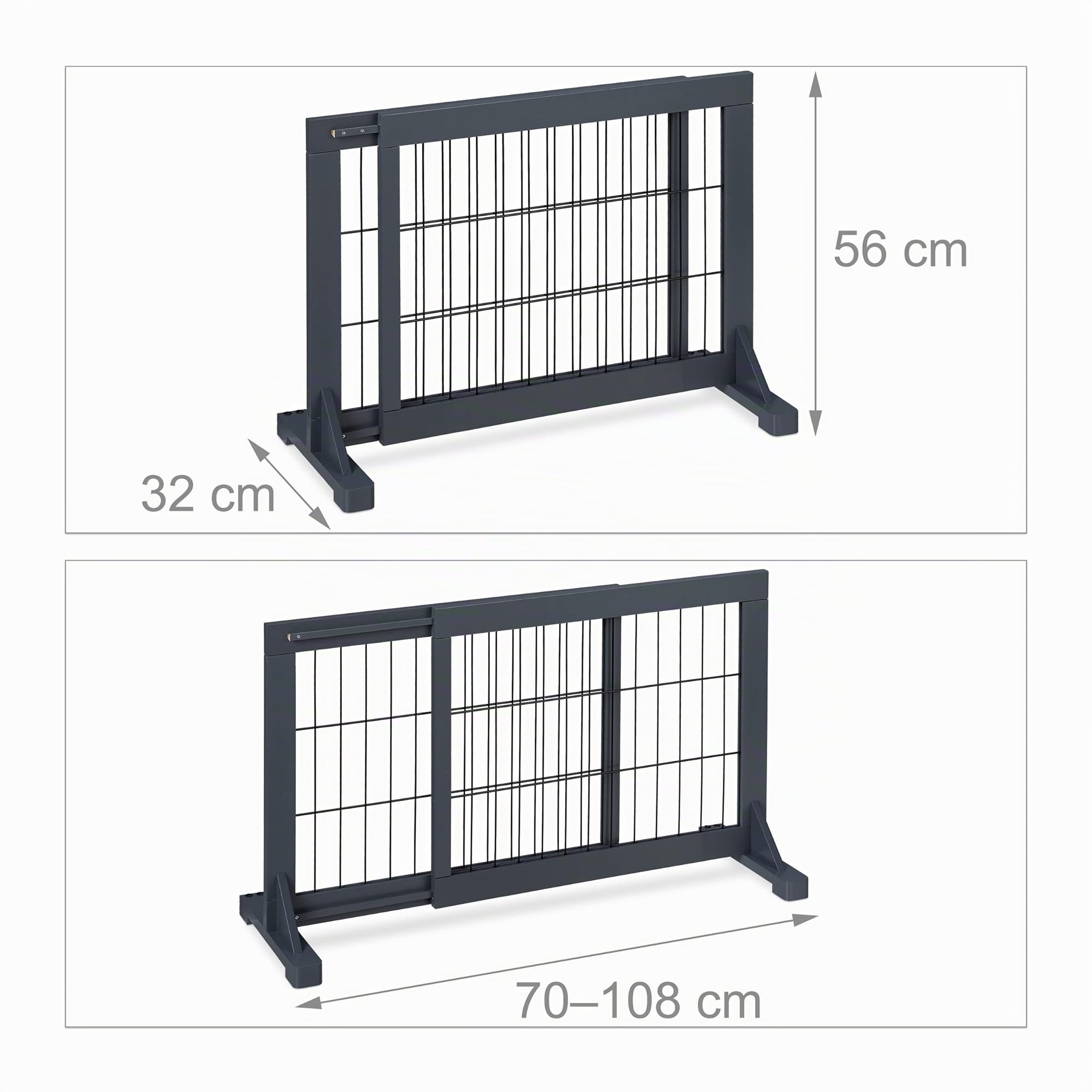 Relaxdays Cancelletto per Bambini, Barriera per Cani e Neonati, Recinzione Scale, Cancellino HxL: 56x70-115 cm, Grigio