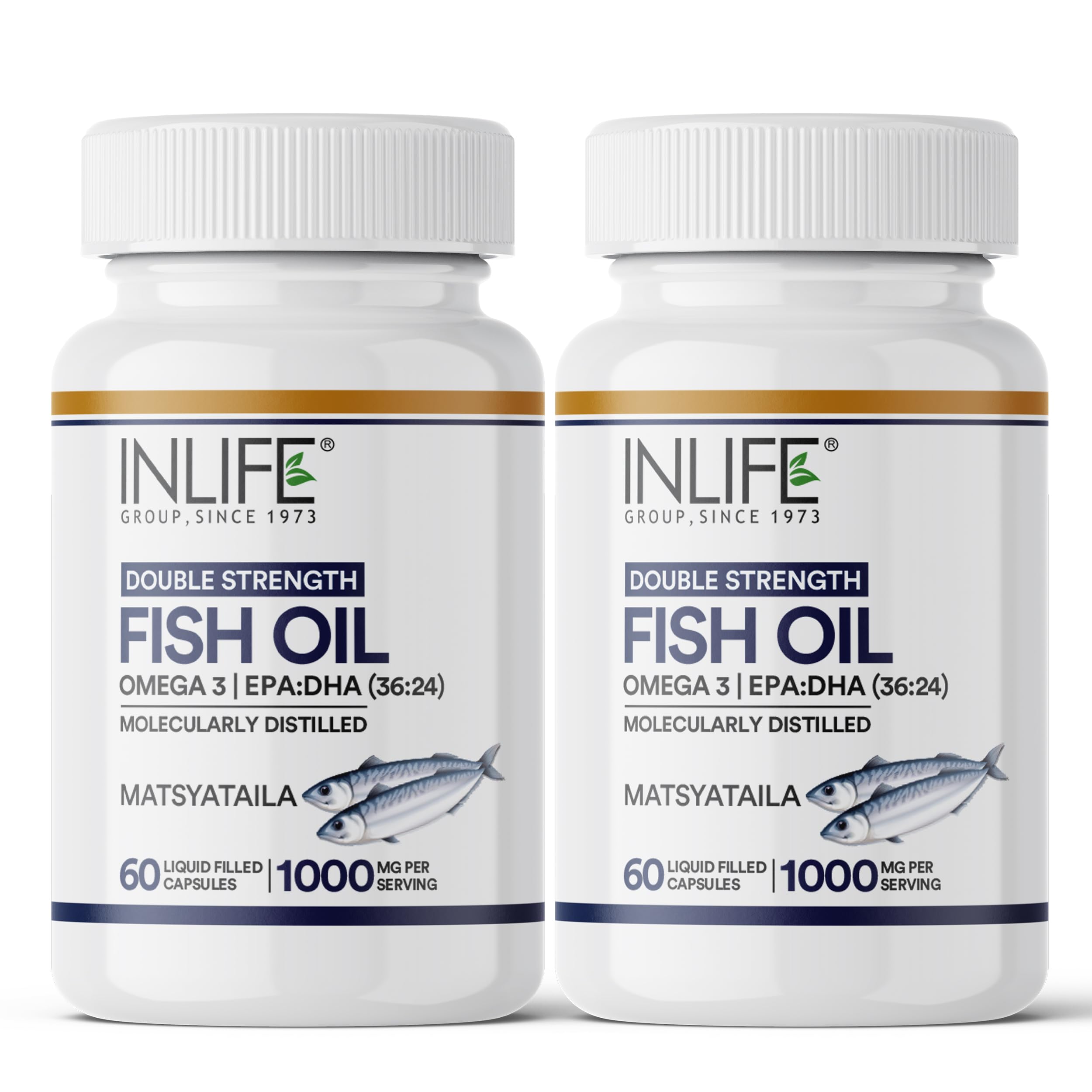 INLIFE Fish Oil Omega 3 Capsule 1000mg | Double Strength | Supplement for Heart, Brain and Joint Health for Men Women | EPA:DHA 36:24-60 Liquid Filled Capsules - Pack of 2 (B076CGNM66) Amazon Price History, Amazon Price Tracker
