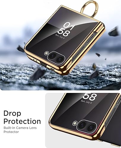 Vista 41 de Miimall Funda de piel compatible con Samsung Galaxy Z Flip 5 5G 2023 con soporte de anillo de metal, [a prueba de golpes y caídas] Funda protectora