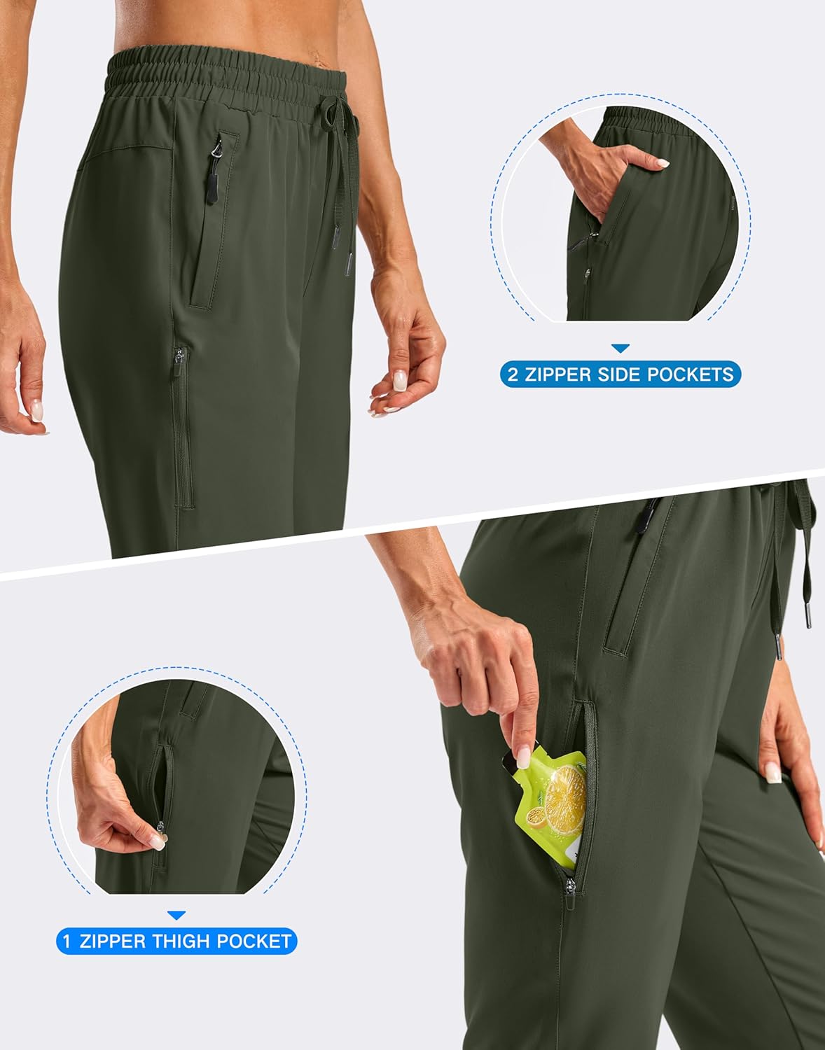 SANTINY Women's 15" Long Shorts Below The Knee Capri Hiking Cargo Shorts Lightweight Quick Dry Elastic Waist for Casual - Image 4