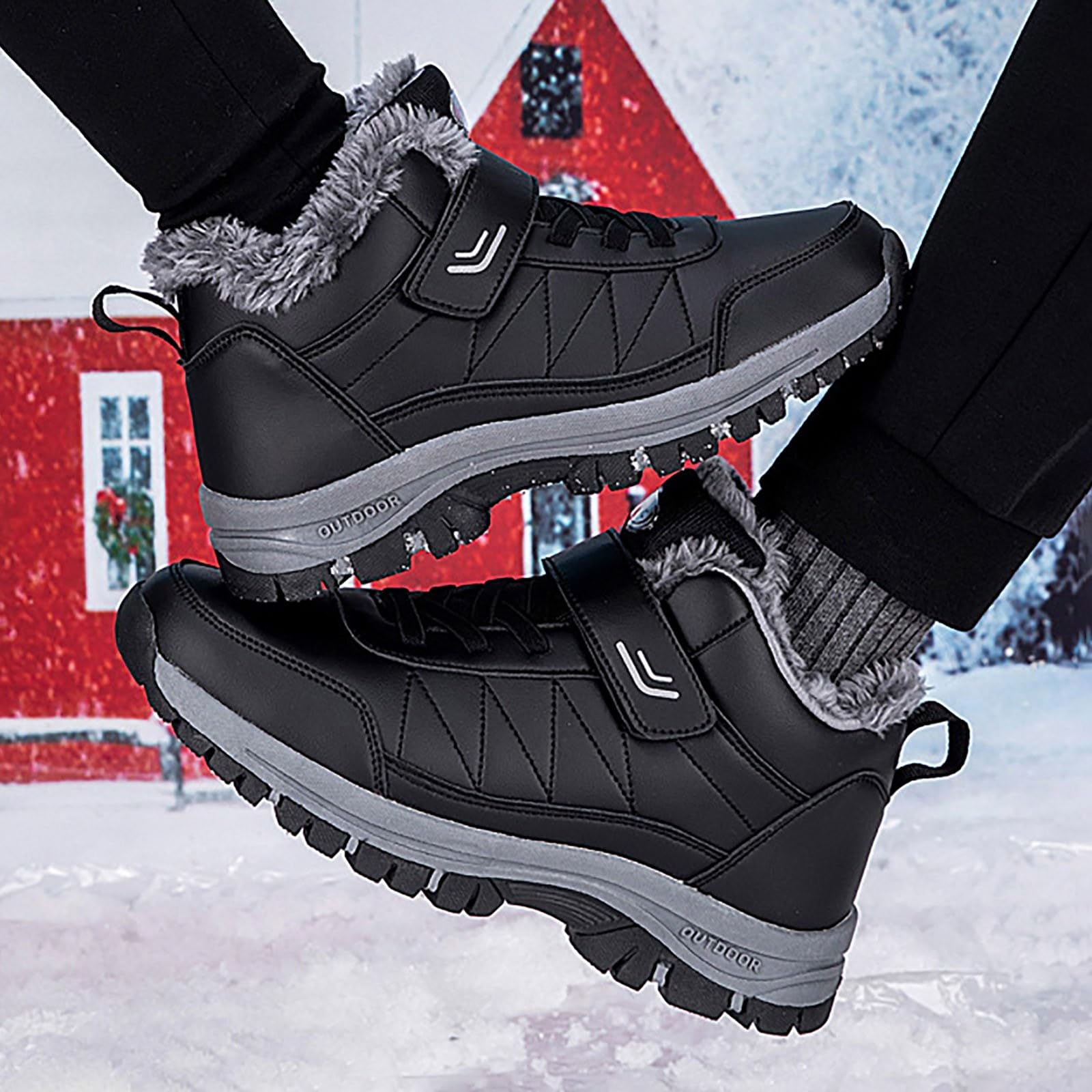 Generisch Amateurs Chaussures Bottes pour Hommes Garçons Bottines Courtes Outdoor Hiver Chaussures Chaudes Bottes de Neige