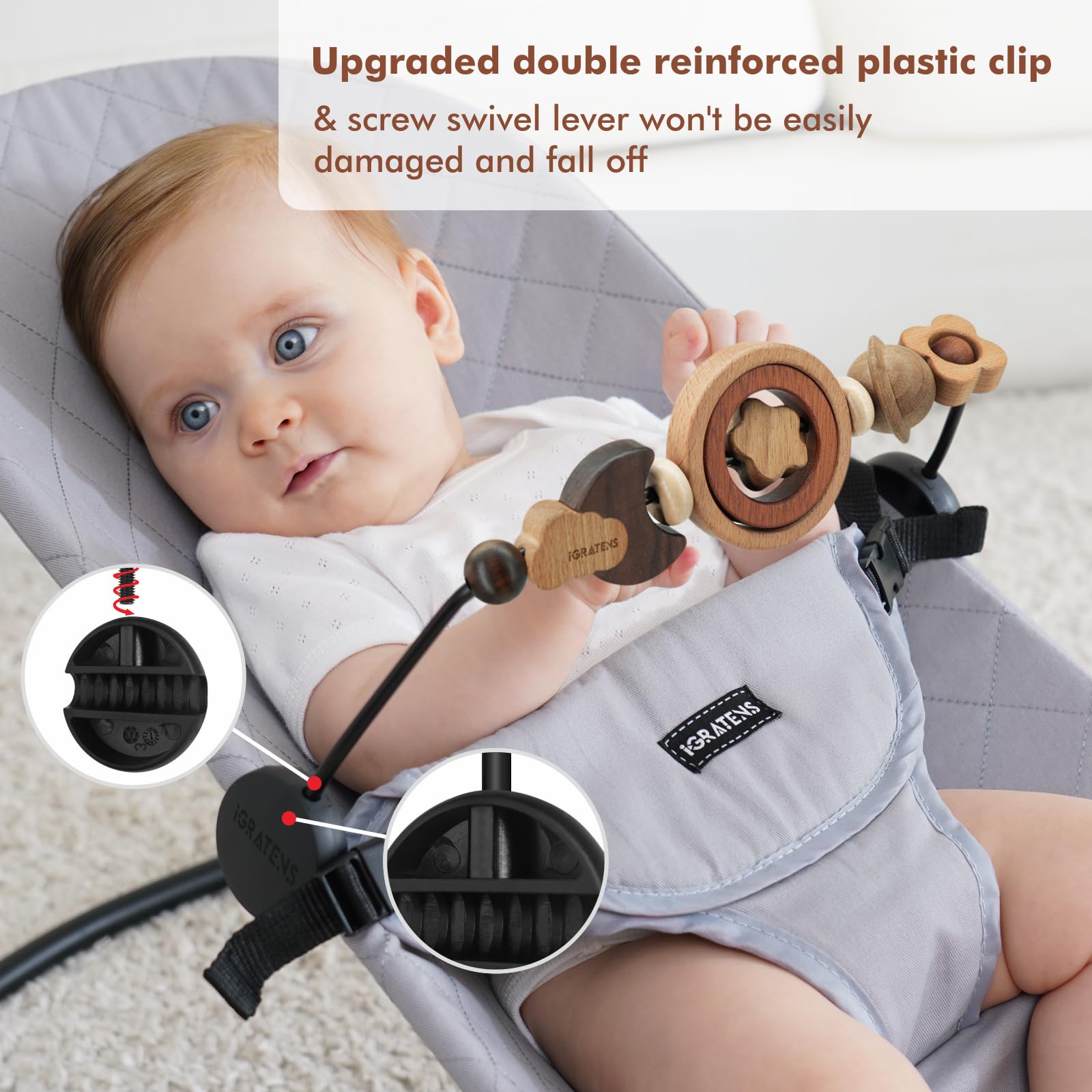 iGRATENS Baby Bouncer Toy Bar, Toy Bar for Baby Bouncer Soft & Bliss, Easy to Attach and Remove - Image 3