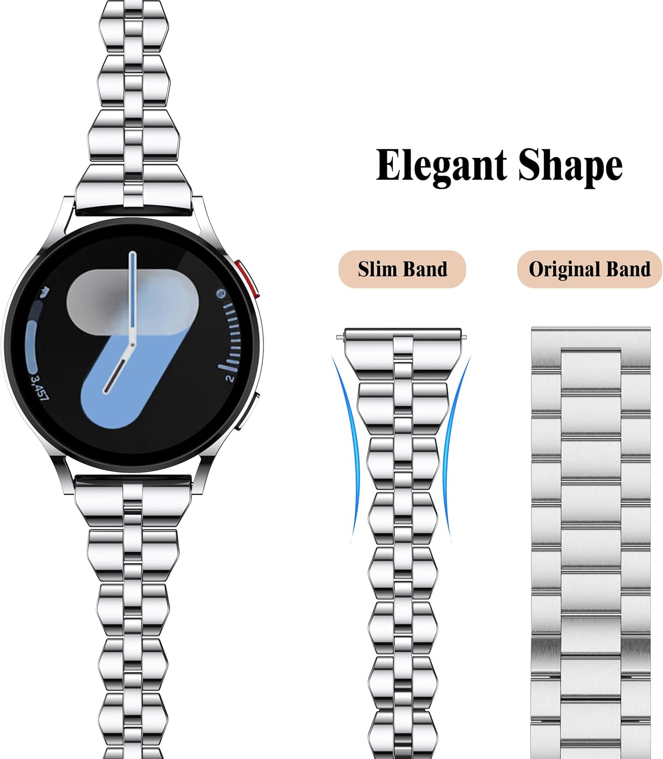 GELISHI 20mm Watch Bands Compatible with Galaxy Watch 7 6 5 4 Band 40mm 44mm for Women, Slim Stainless Metal Band Quick Release Strap for Galaxy Watch 6 Classic 43mm 47mm/Watch 4 Classic 42mm 46mm - Image 2