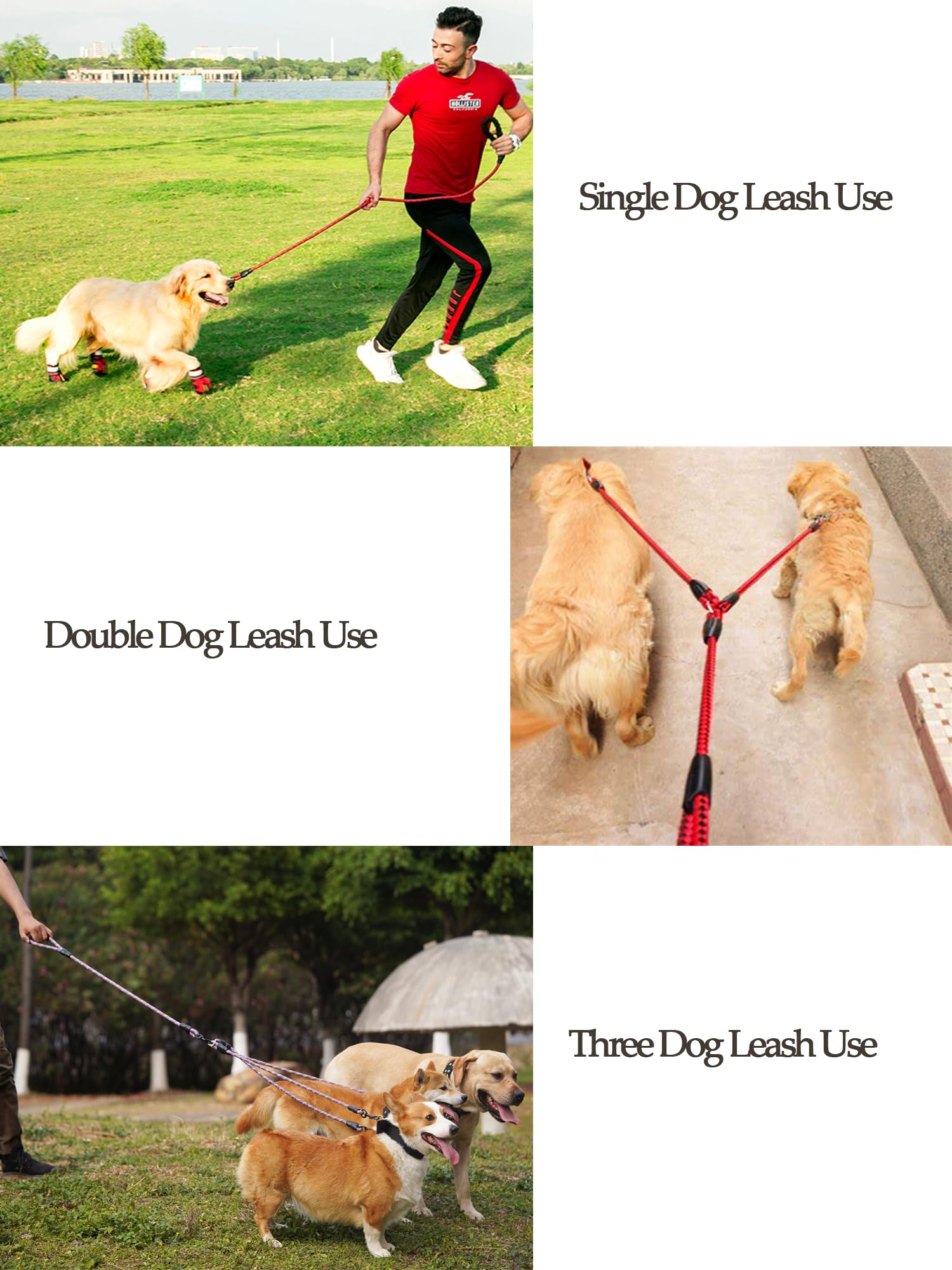 Correa para Perro 3 en 1 de Nailon Resistente con Mango Acolchado, Giro de 360 °, Cuerda de Escalada sin enredos, Cuerda de tracción extraíble para Mascotas, Correa para Perros medianos y Grandes