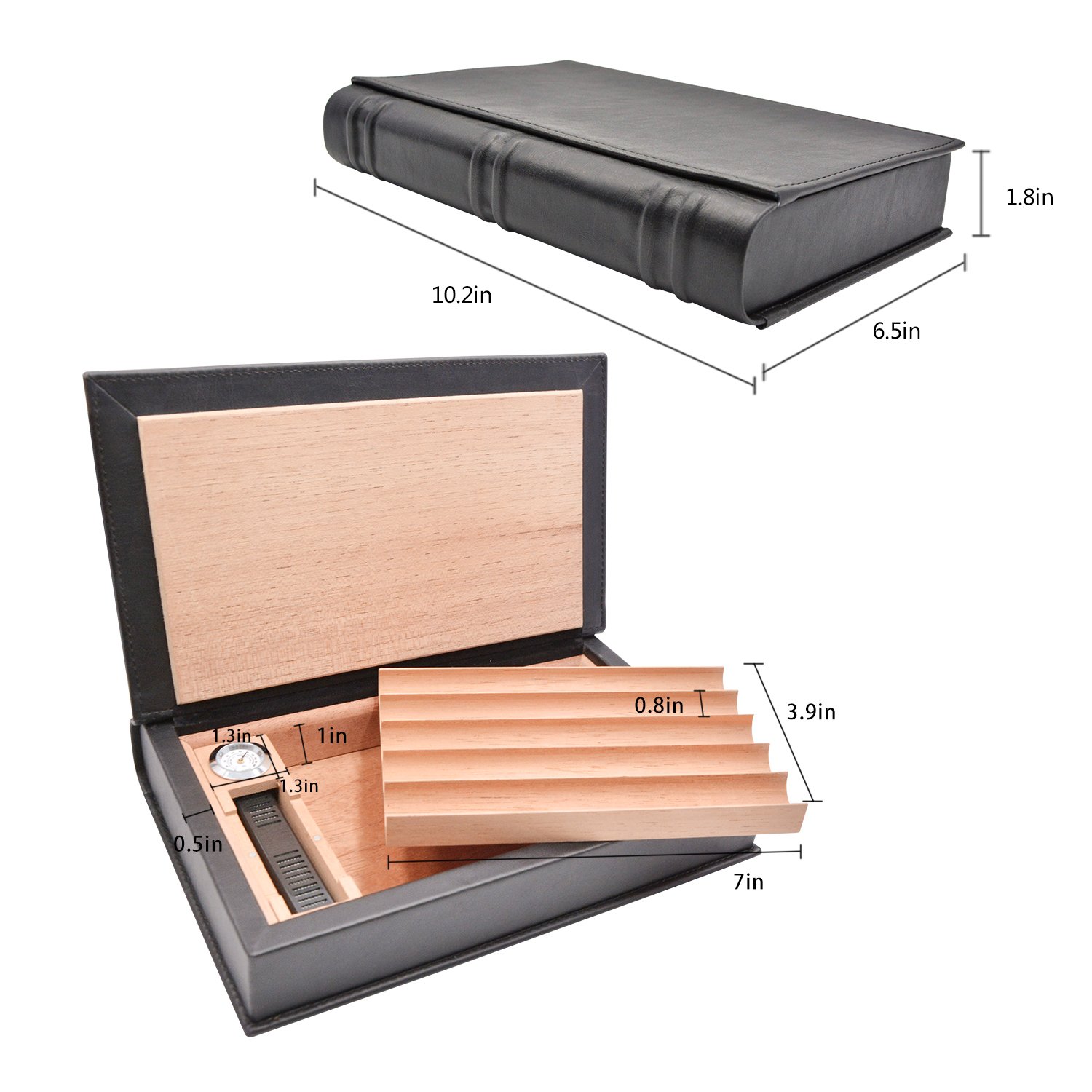 Cigar Box, Volenx Cedar Wooden Travel Cigar Humidifier Box with Cigar