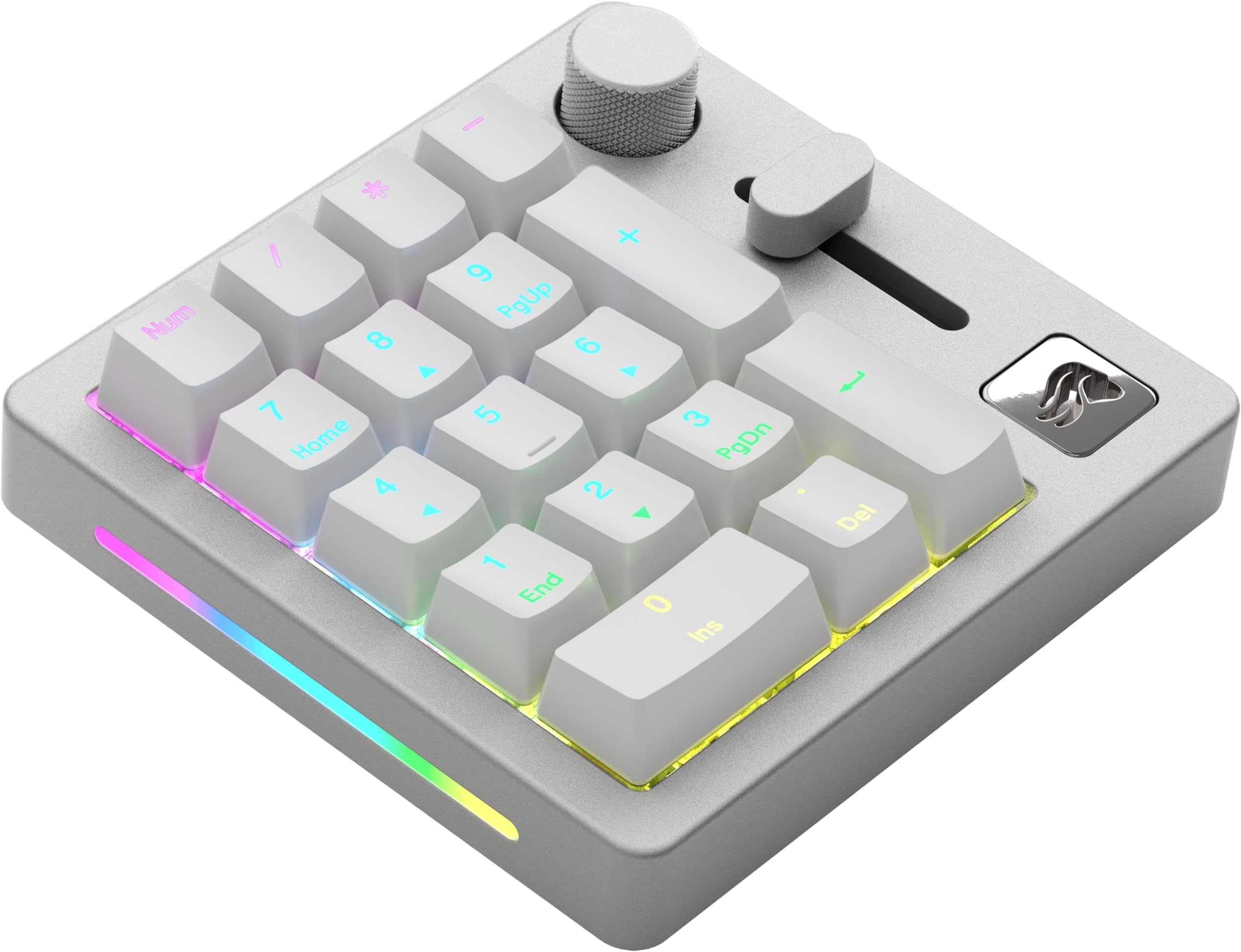 GLORIOUS GMMK Mechanical Numpad- 10 Key USB Programmable Keypad - Hot Swappable, Volume Control, RGB Backlit, Wired & Wireless Bluetooth - Laptop & Keyboard Accessories- White