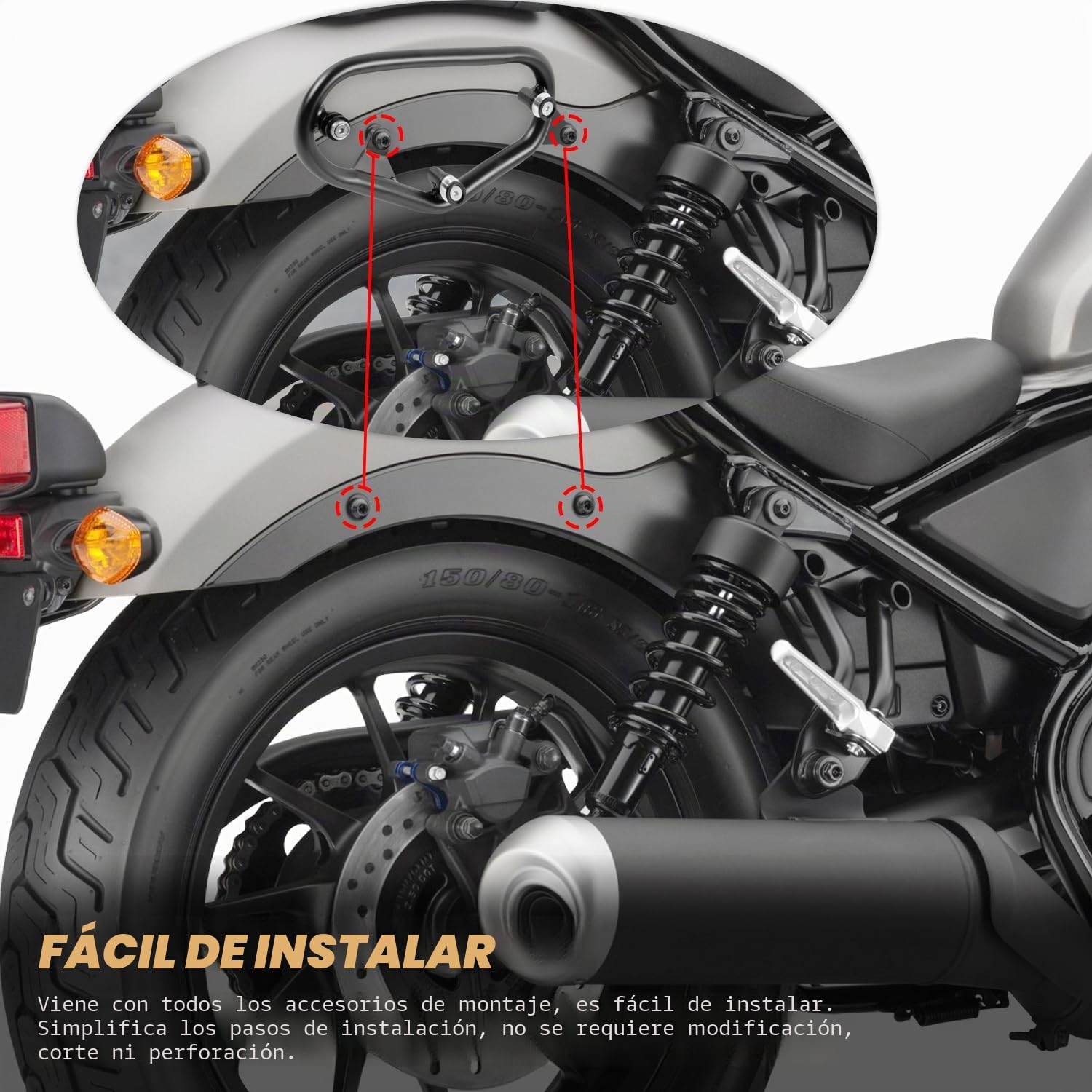 Soporte de Montaje Lateral para alforja de Motocicleta Compatible con H-Onda Rebel CMX500 CMX300 CM500 CM300 CMX 500 300 CM 500 300 2017-2022 Touring Bag Frame Bracket Holder