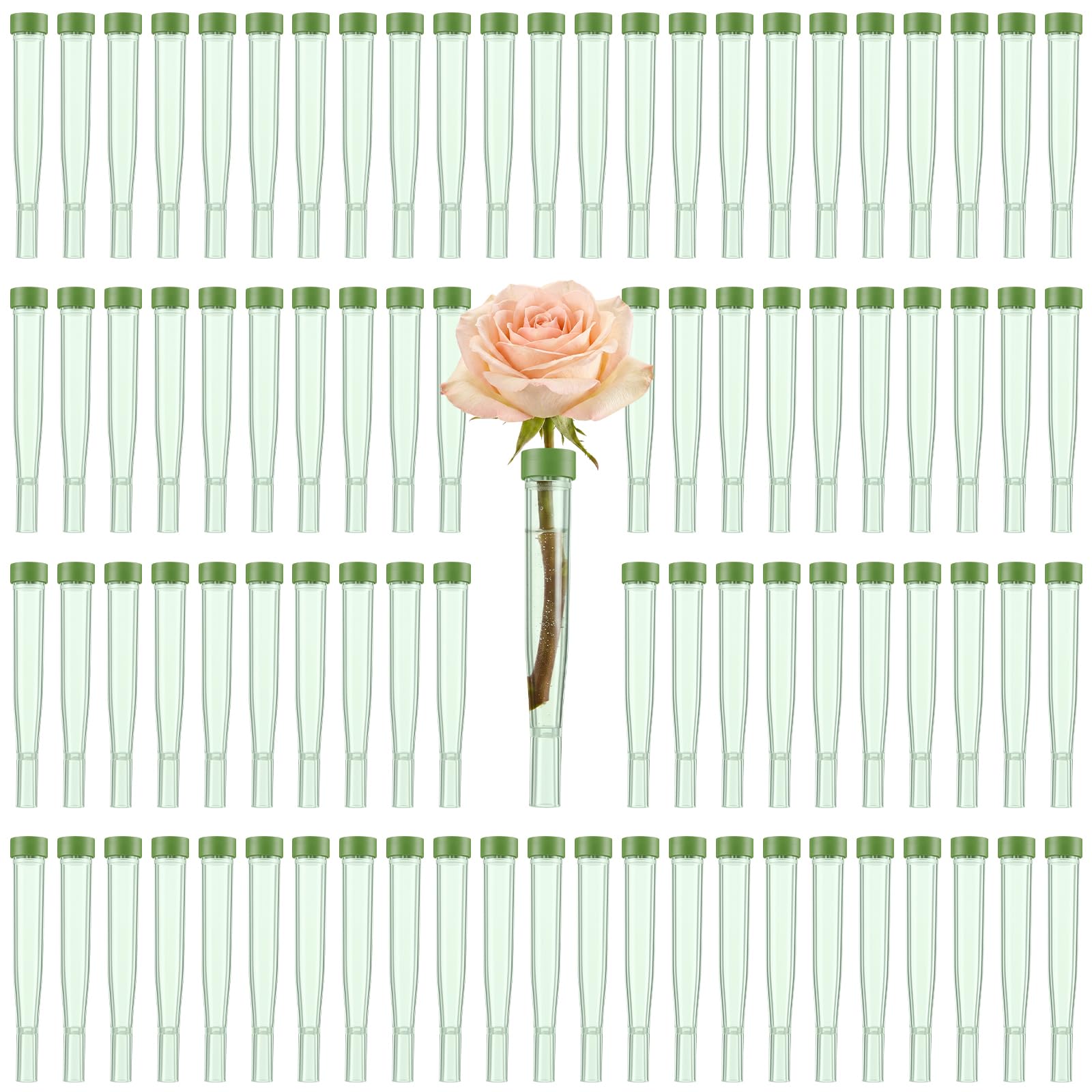 Tessco for you 150 Pcs Floral Water Tubes with Caps, Light Green 4.5 in
