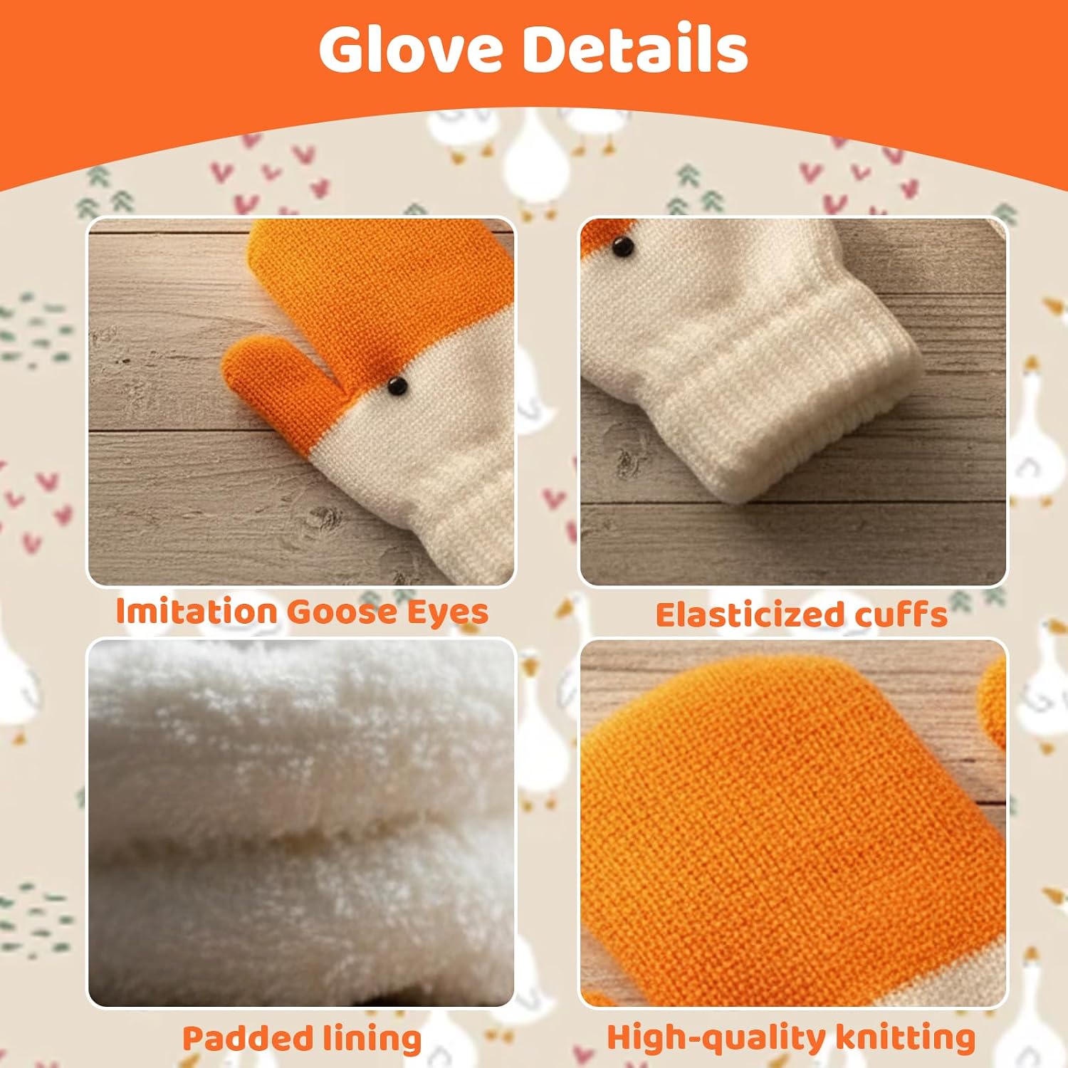 Silly Goose Gloves, Goose Mitten, Duck Mittens, Warm Goose Down Mittens, Silly Glove for Winter, Glove for Outdoor Activities