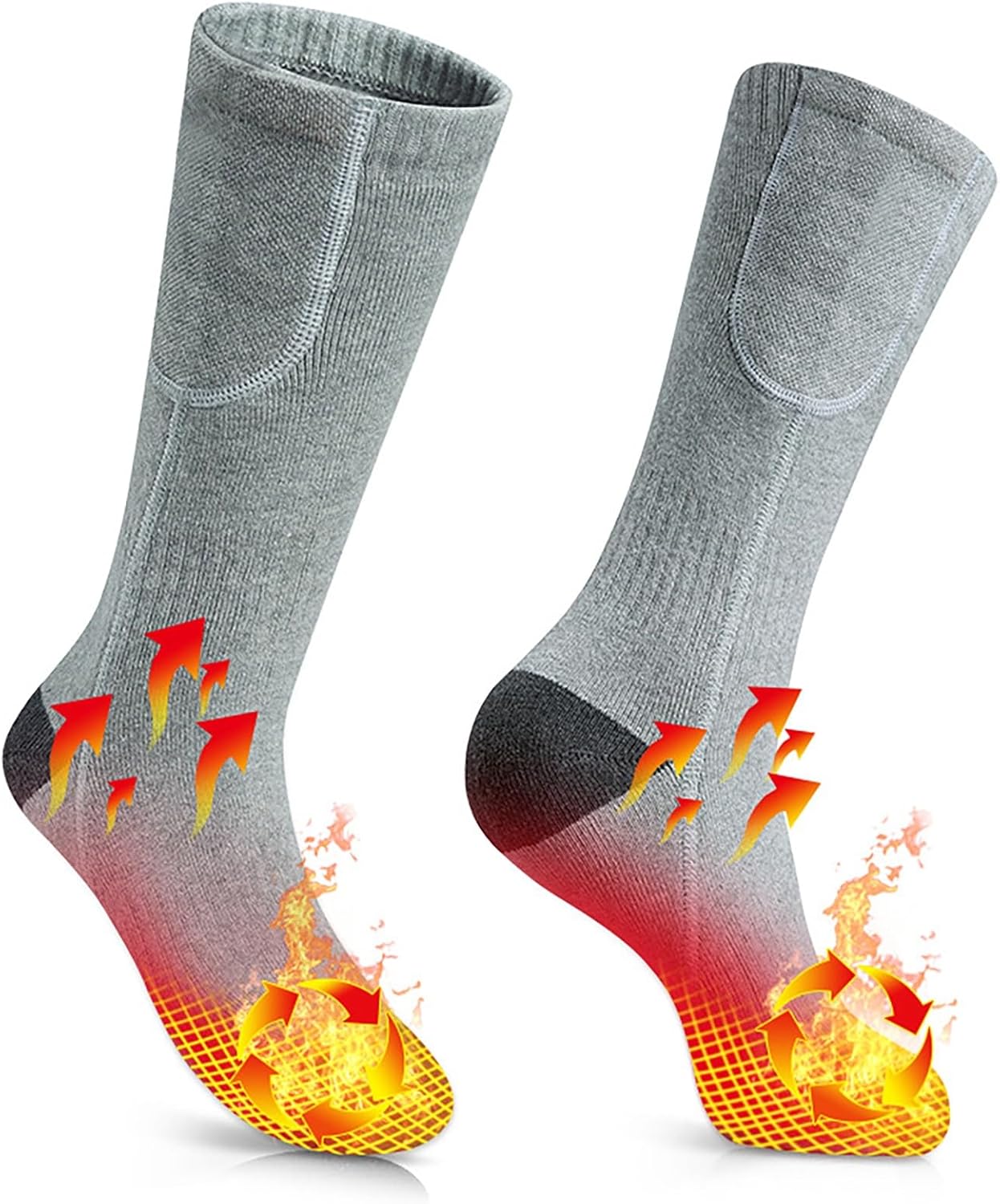 BAHREL Heated Socks for Women Men, 7.4V 3400mah Electric Rechargeable Battery Warm Winter Socks, Cold Weather Heat Socks for Hunting Ski Camping Hiking Riding Motorcycle (Color : Gray)
