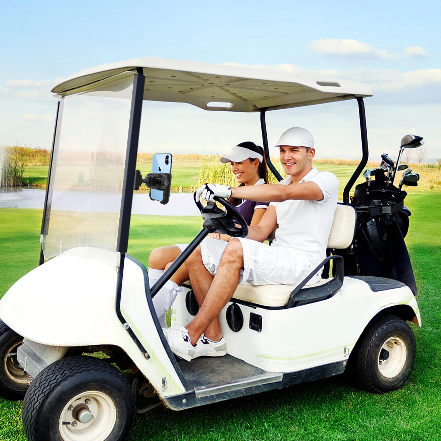 Golf Cart Phone Mount Holder Compatible with iPhone Galaxy Google Pixel Motorola, Golf Magnetic Phone Holder Compatible with Golf Cart EZGO Club Car Yamaha, Ultra Strength Magnets Cell Phone Caddy - Image 8